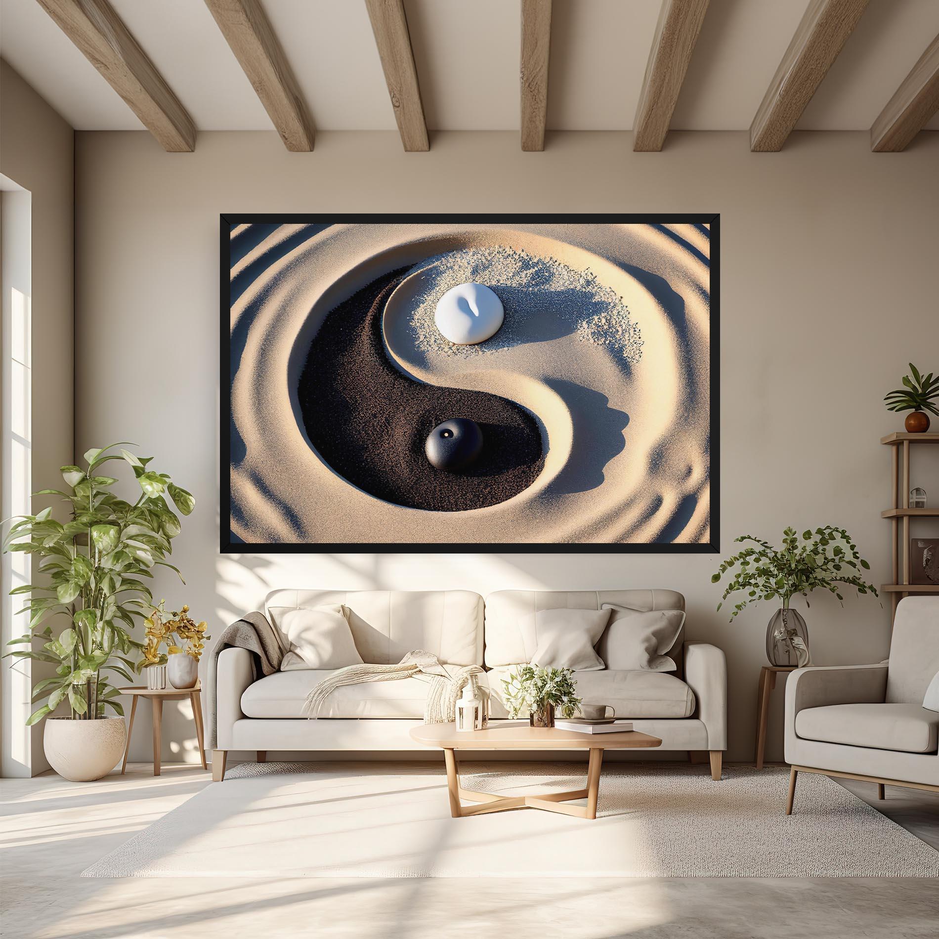 Obraz na Płótnie Black Sand Yinyang mockup 6