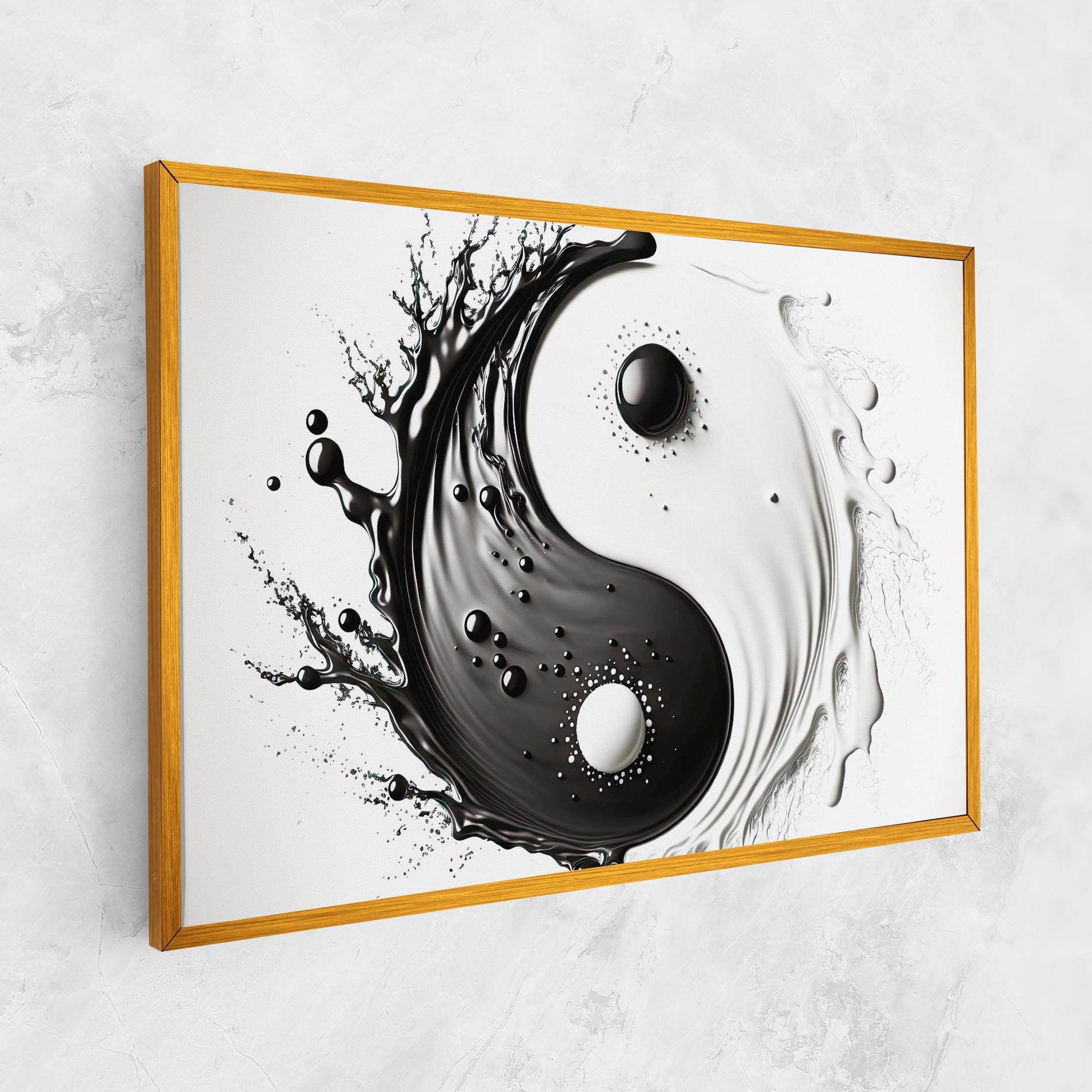 Obraz na Płótnie Black Liquid Yinyang mockup 1