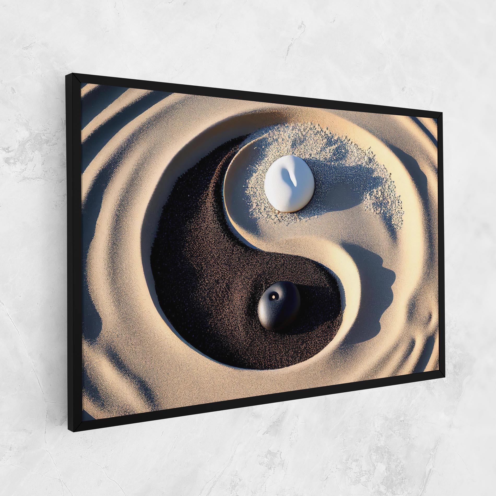 Obraz na Płótnie Black Sand Yinyang mockup 1