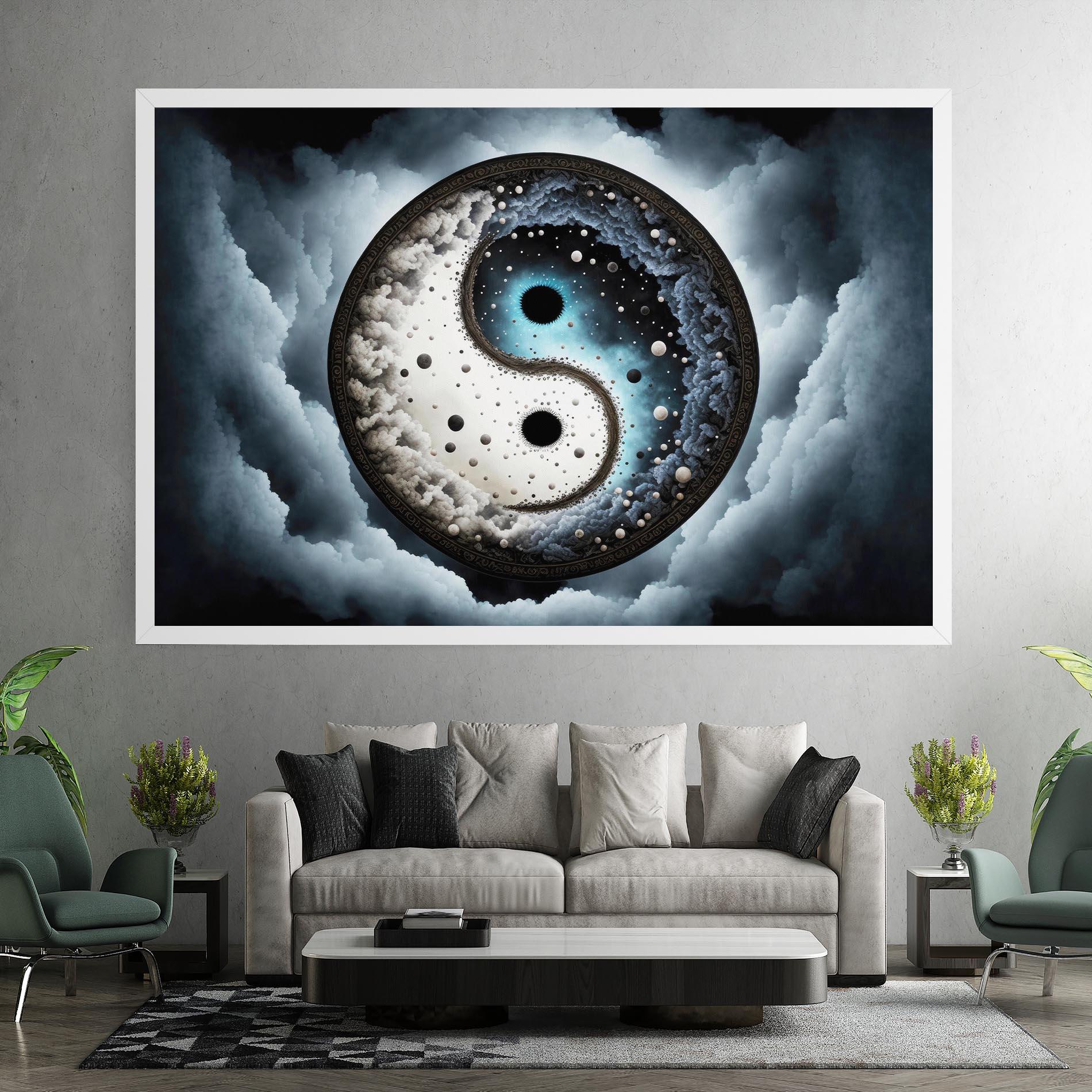 Obraz na Płótnie Black Blue Yinyang mockup 7