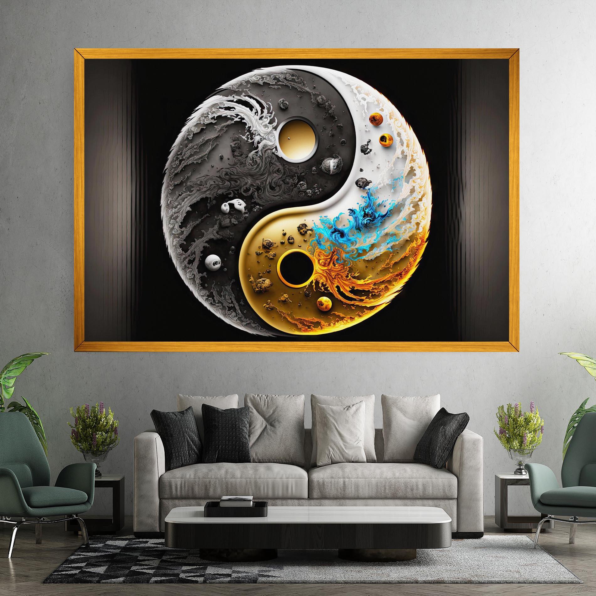 Obraz na Płótnie Black Yellow Yinyang mockup 7