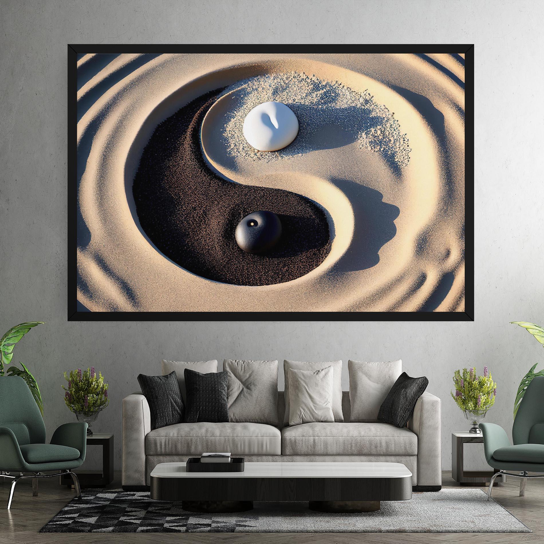Obraz na Płótnie Black Sand Yinyang mockup 7