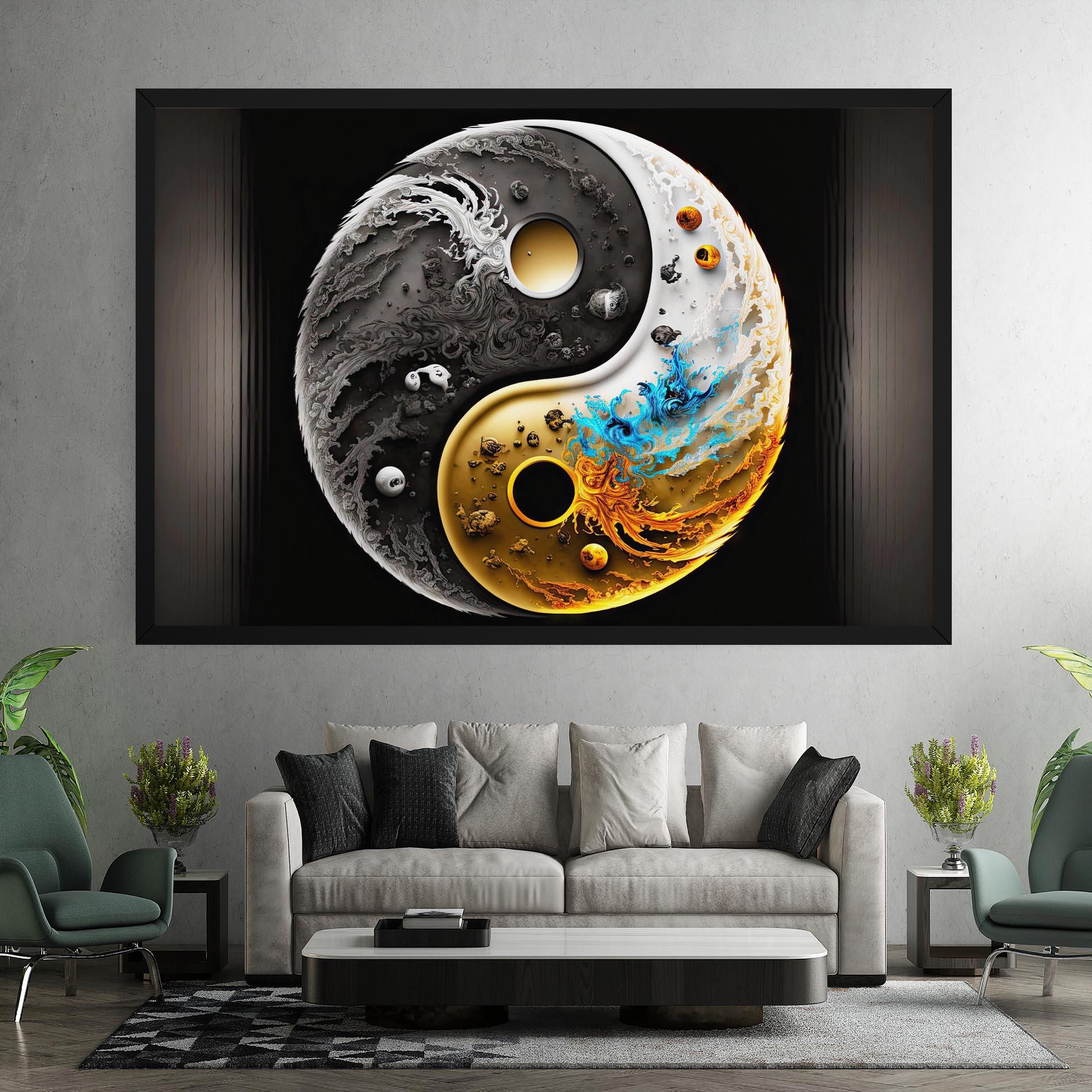 Obraz na Płótnie Black Yellow Yinyang mockup 7