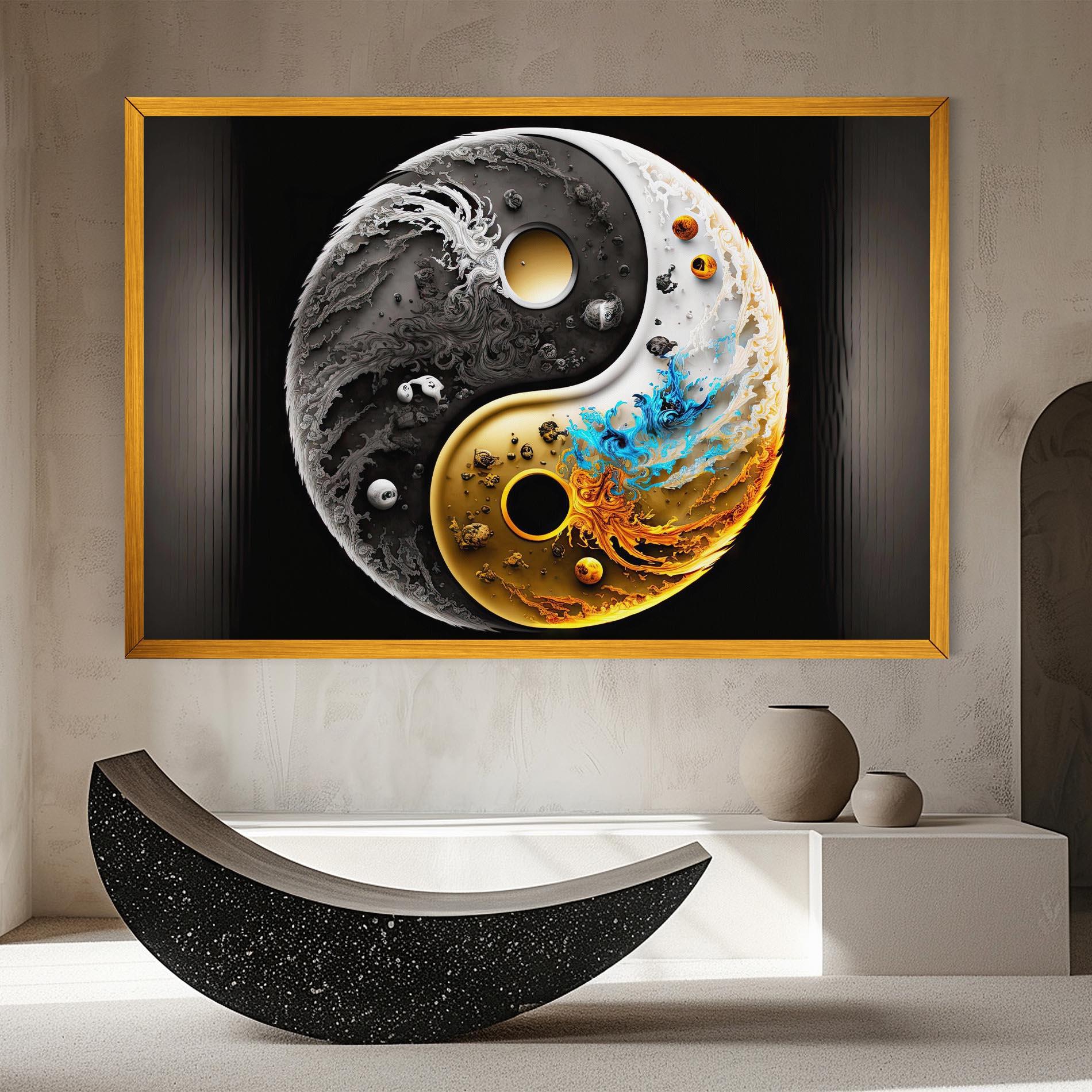 Obraz na Płótnie Black Yellow Yinyang mockup 8