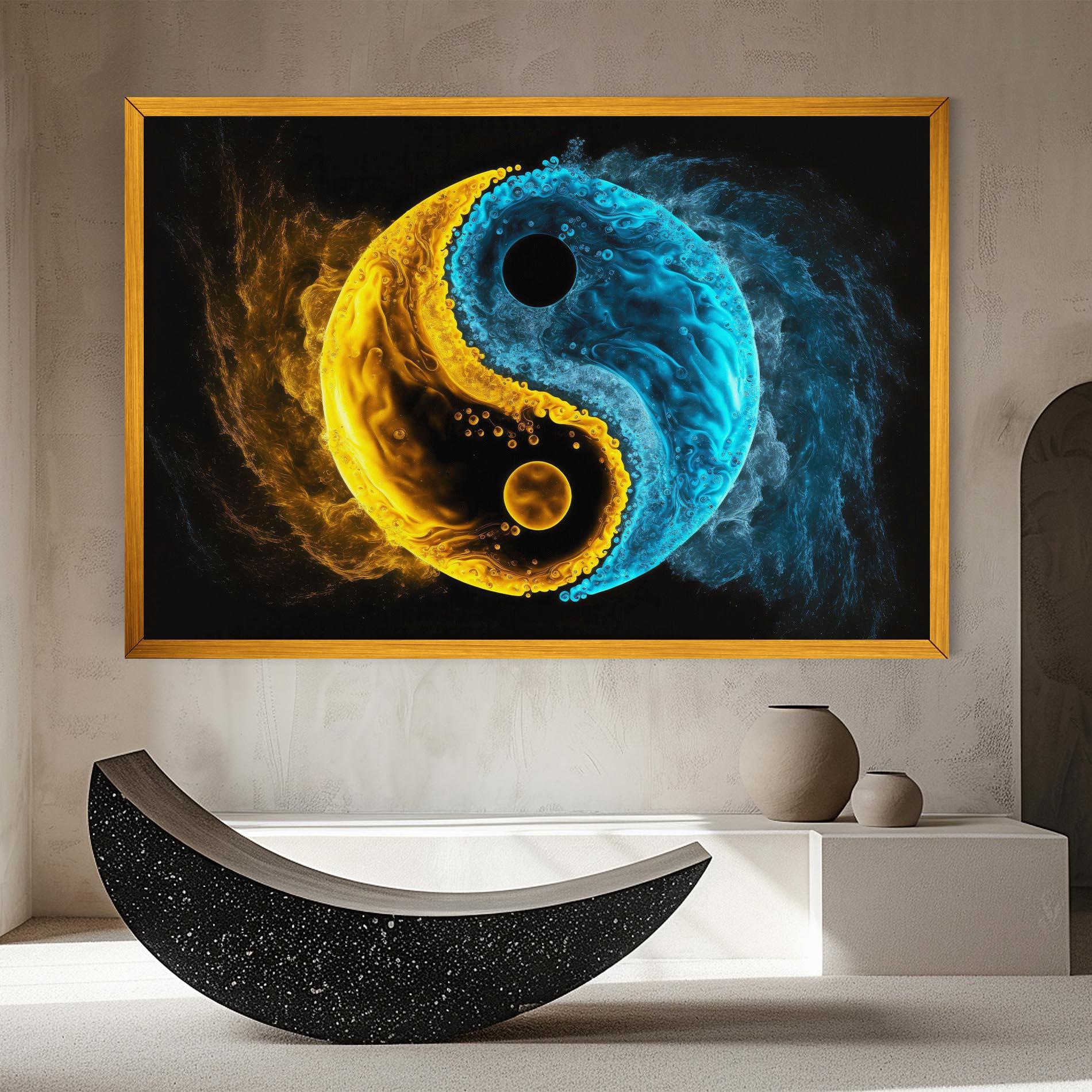 Obraz na Płótnie Yellow Blue Yinyang mockup 8