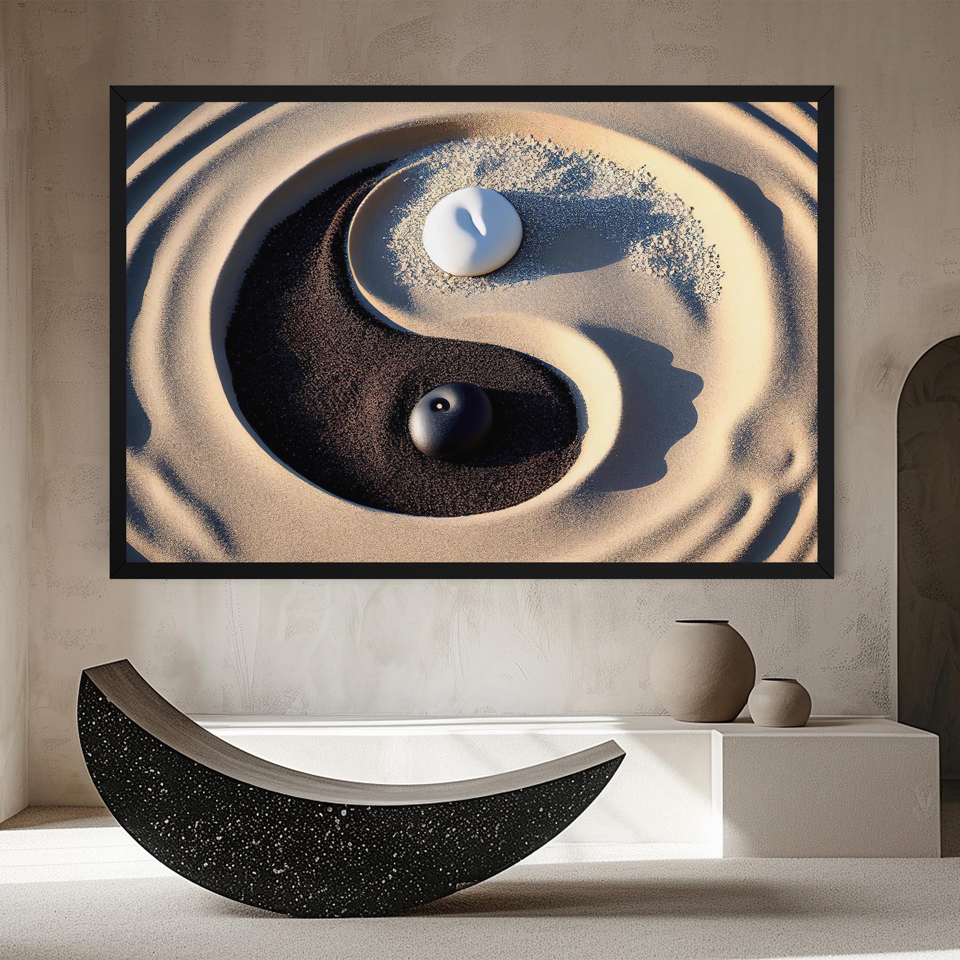Obraz na Płótnie Black Sand Yinyang mockup 8