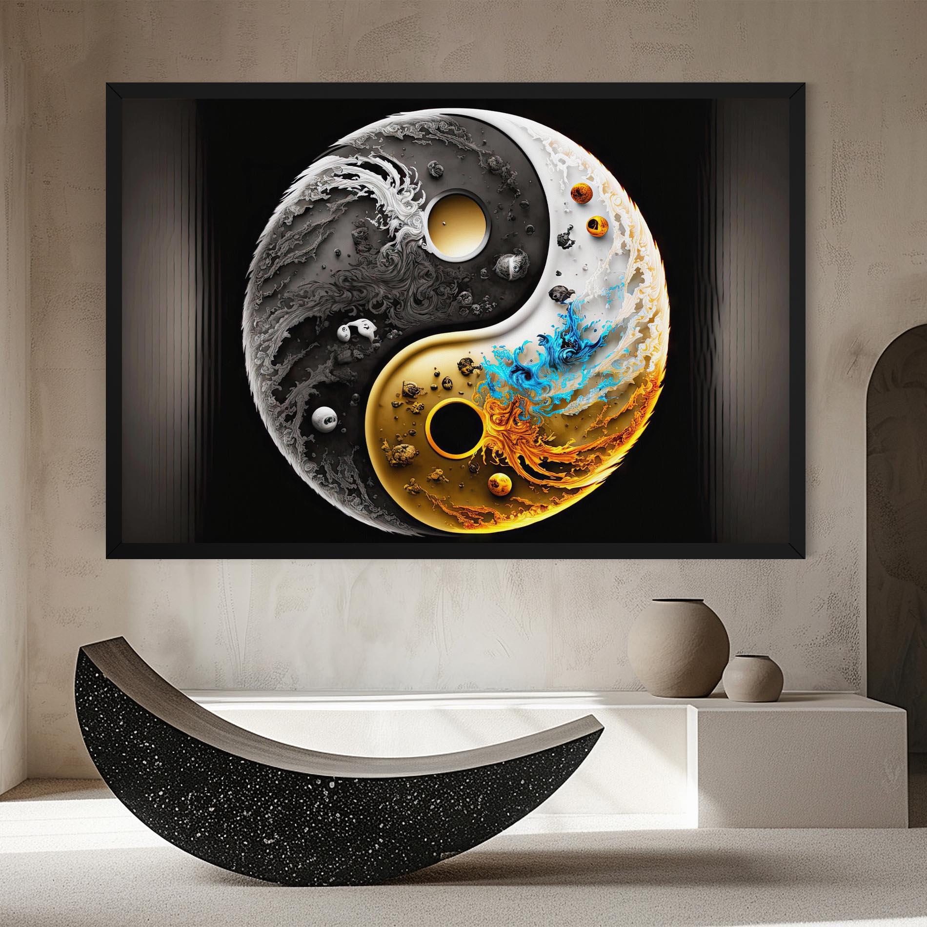 Obraz na Płótnie Black Yellow Yinyang mockup 8