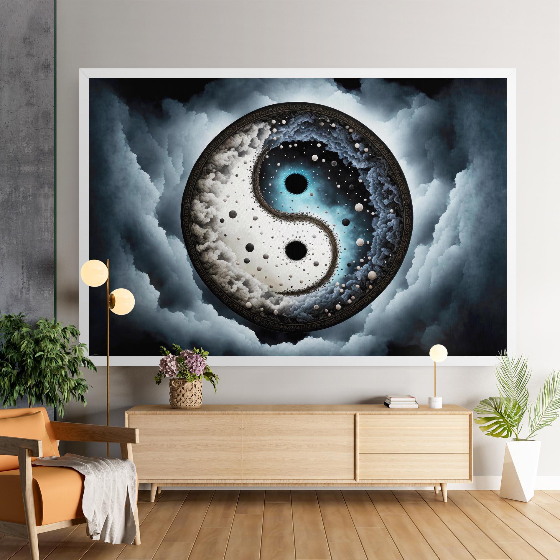 Obraz na Płótnie Black Blue Yinyang mockup 9
