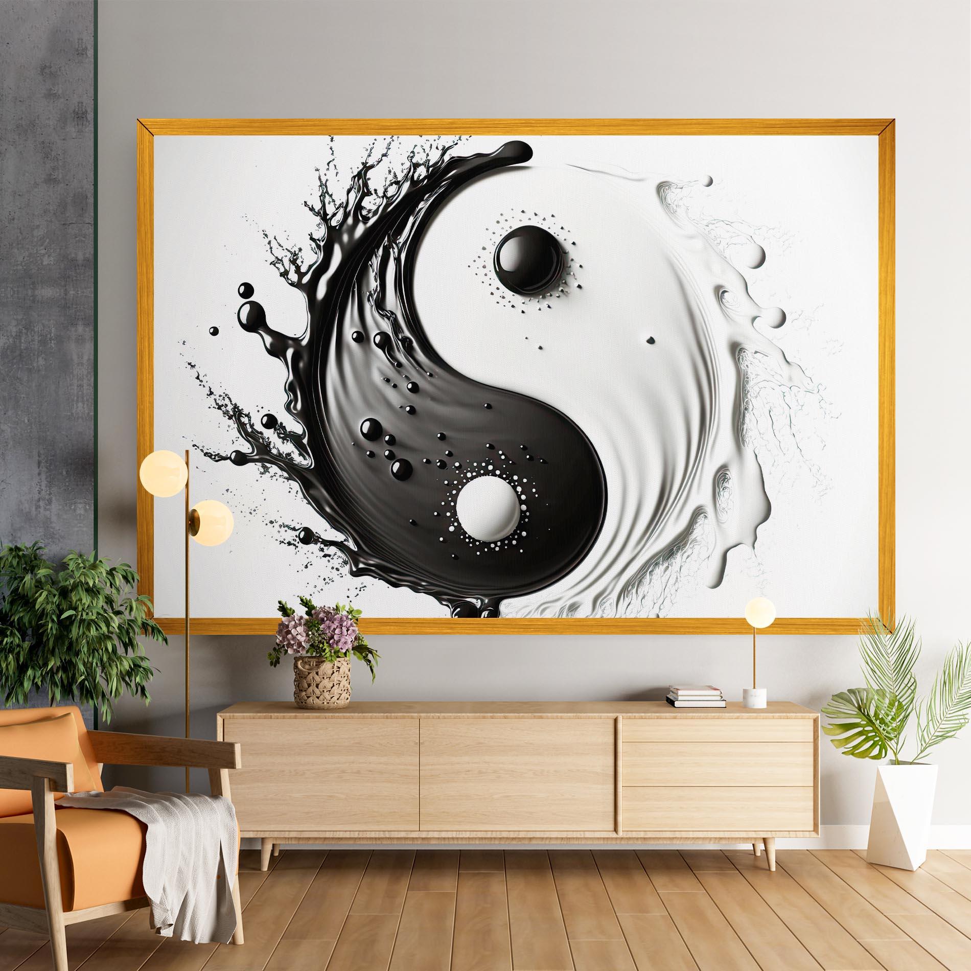 Obraz na Płótnie Black Liquid Yinyang mockup 9