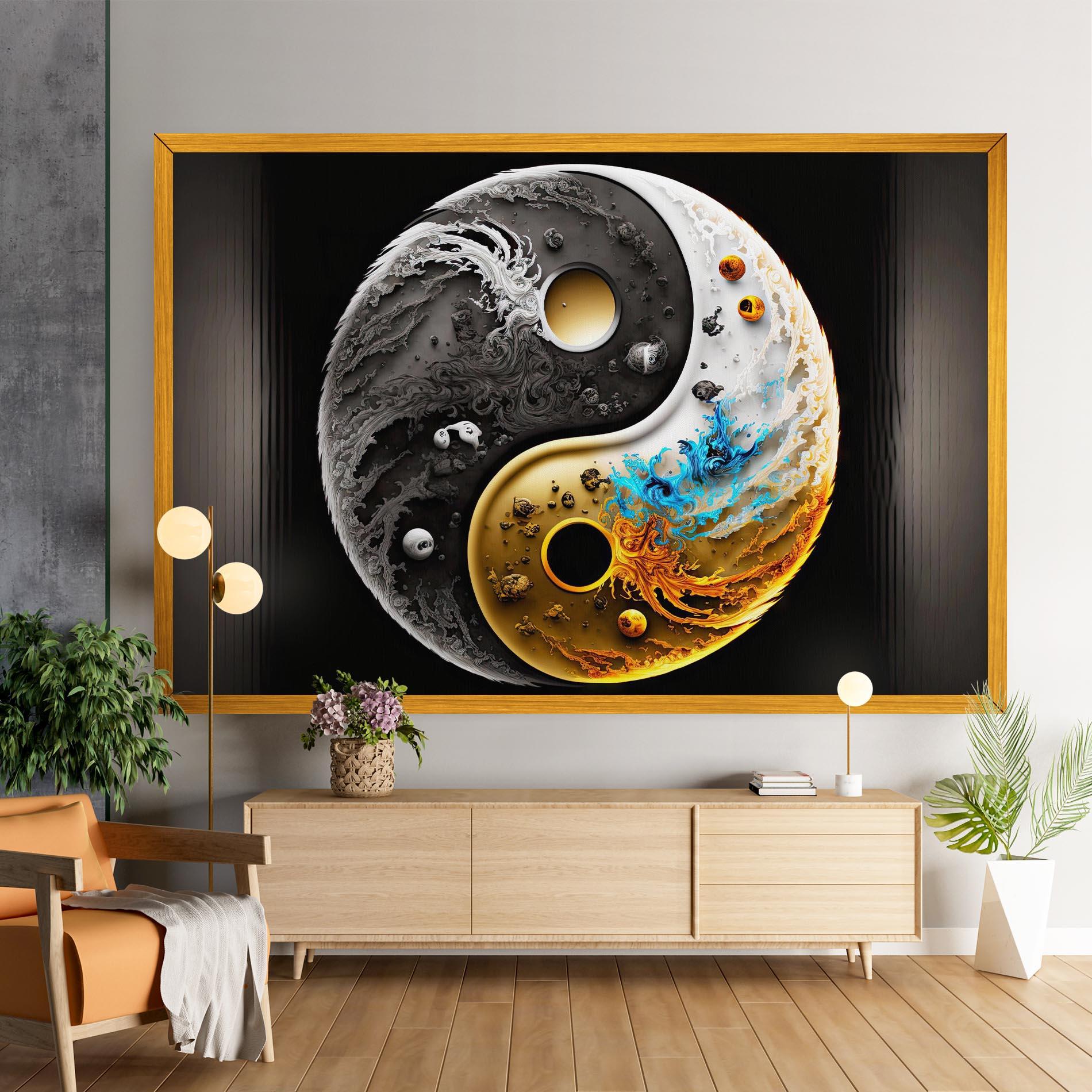 Obraz na Płótnie Black Yellow Yinyang mockup 9