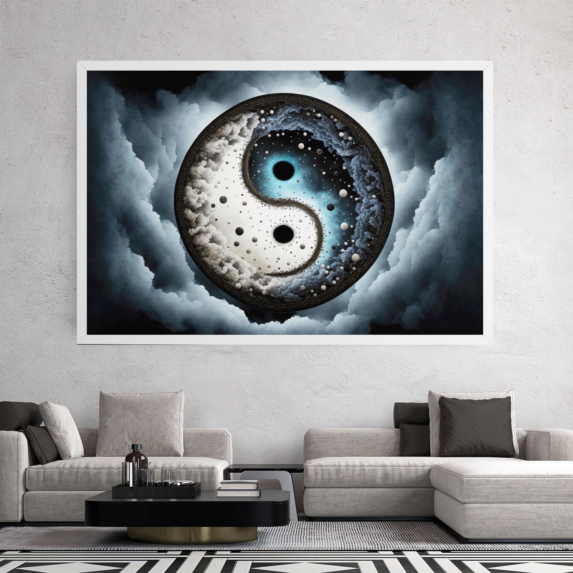 Obraz na Płótnie Black Blue Yinyang mockup 2