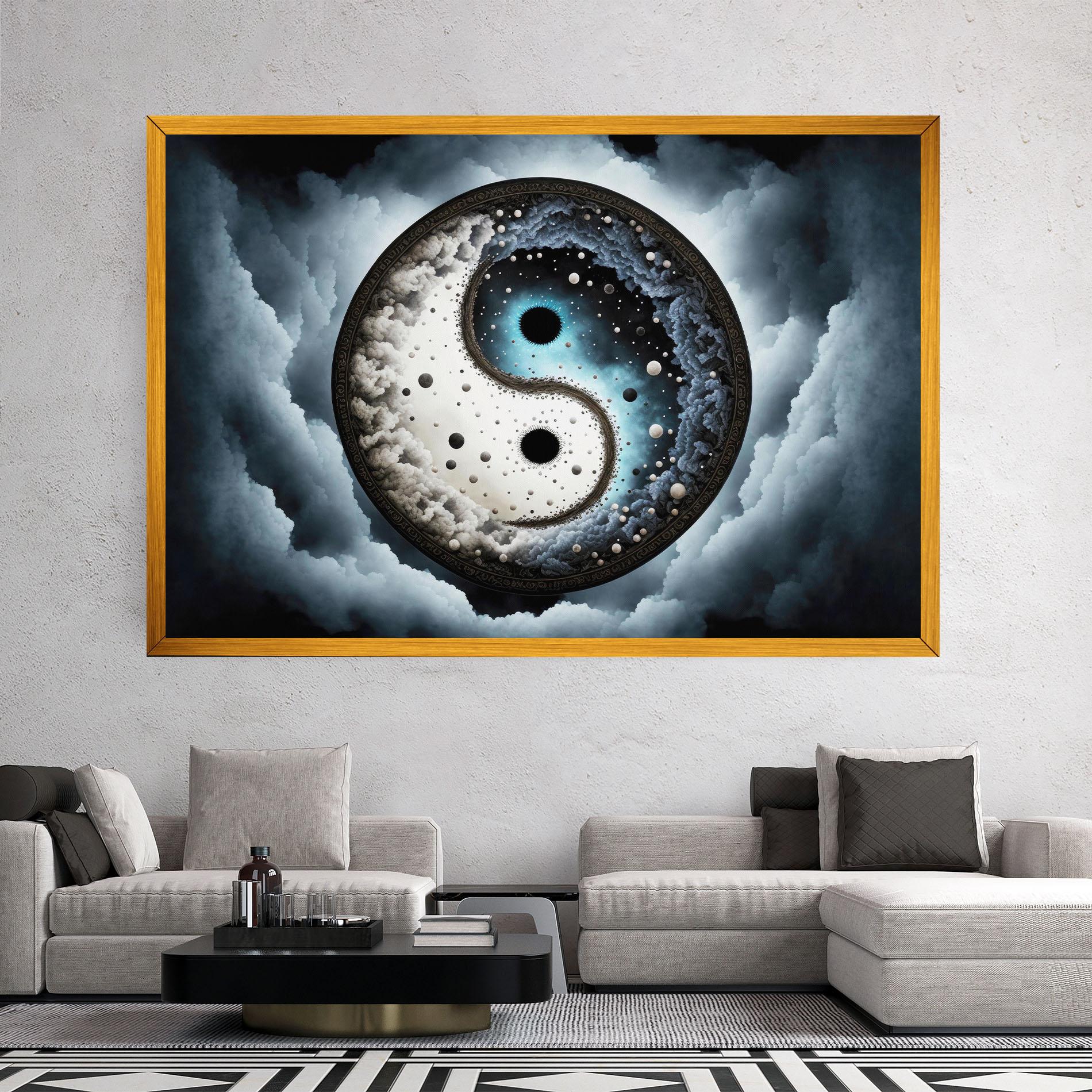 Obraz na Płótnie Black Blue Yinyang mockup 2