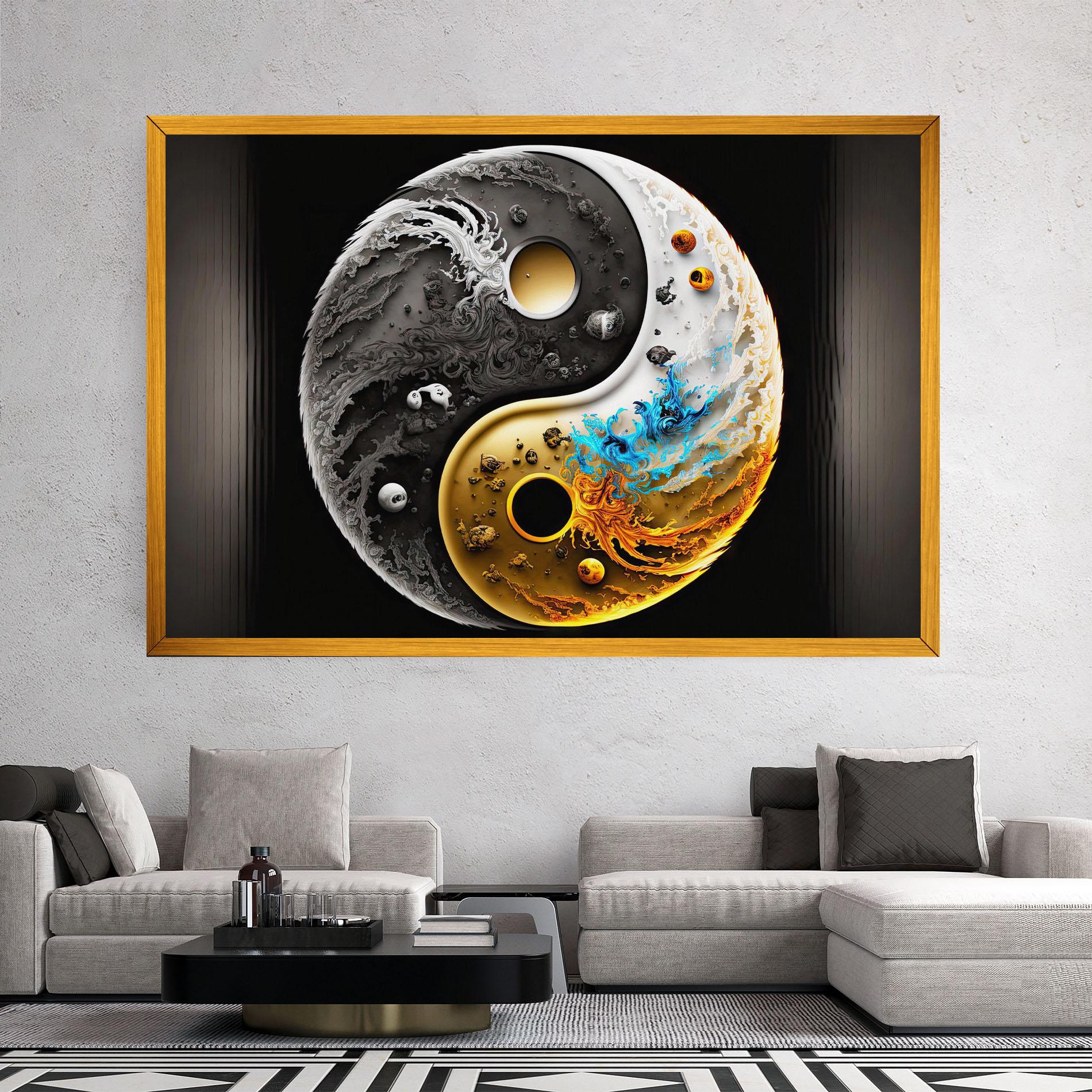 Obraz na Płótnie Black Yellow Yinyang mockup 2
