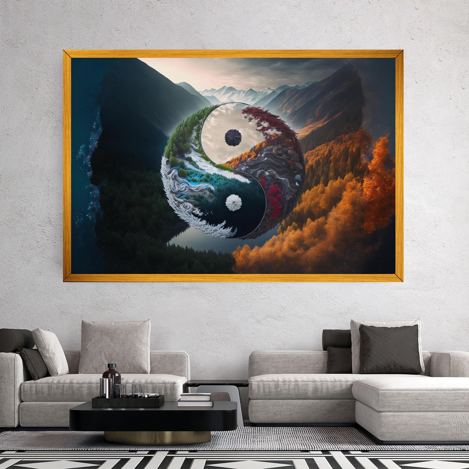 Obraz na Płótnie Mountain Yinyang mockup 2
