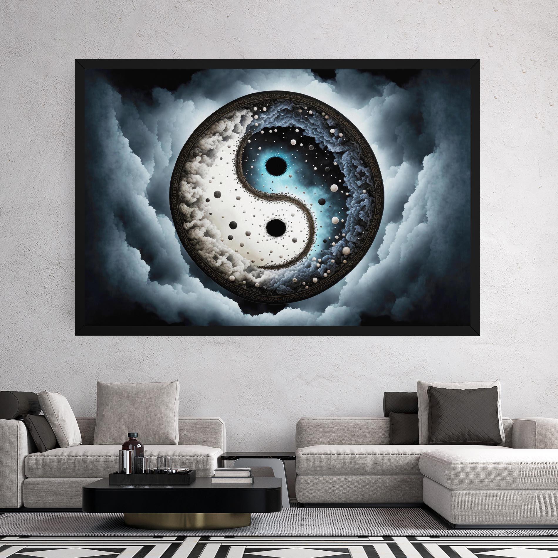 Obraz na Płótnie Black Blue Yinyang mockup 2