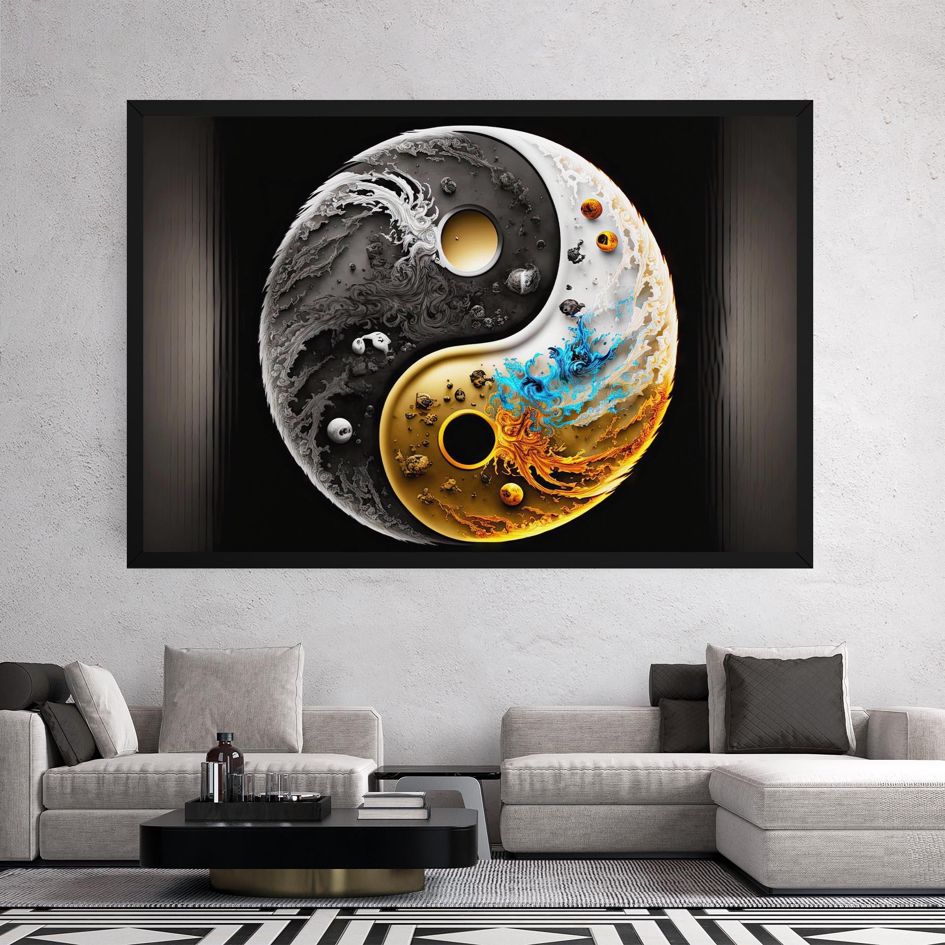 Obraz na Płótnie Black Yellow Yinyang mockup 2