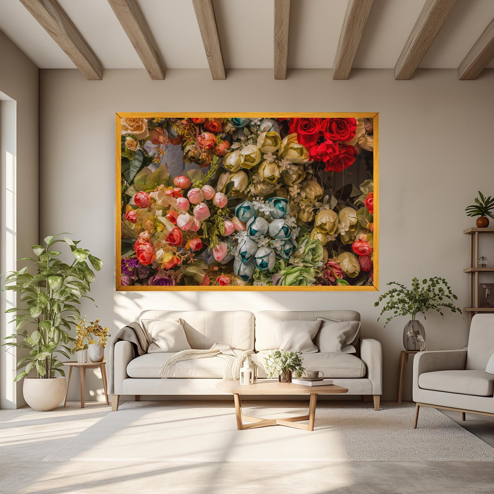 Obraz na Płótnie Fake Flowers Wall mockup 6