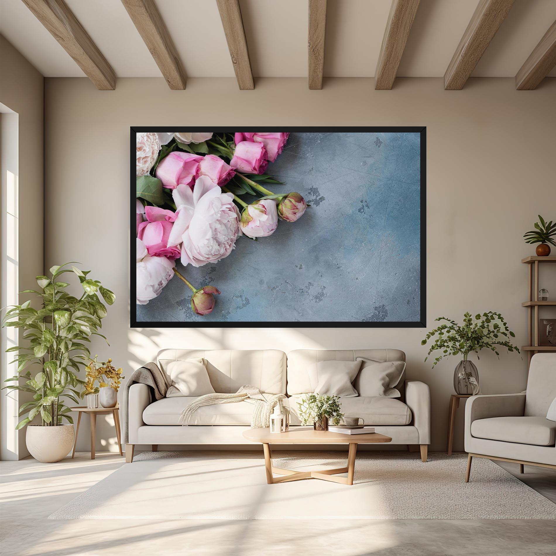 Obraz na Płótnie Cute Pink Peonies mockup 6