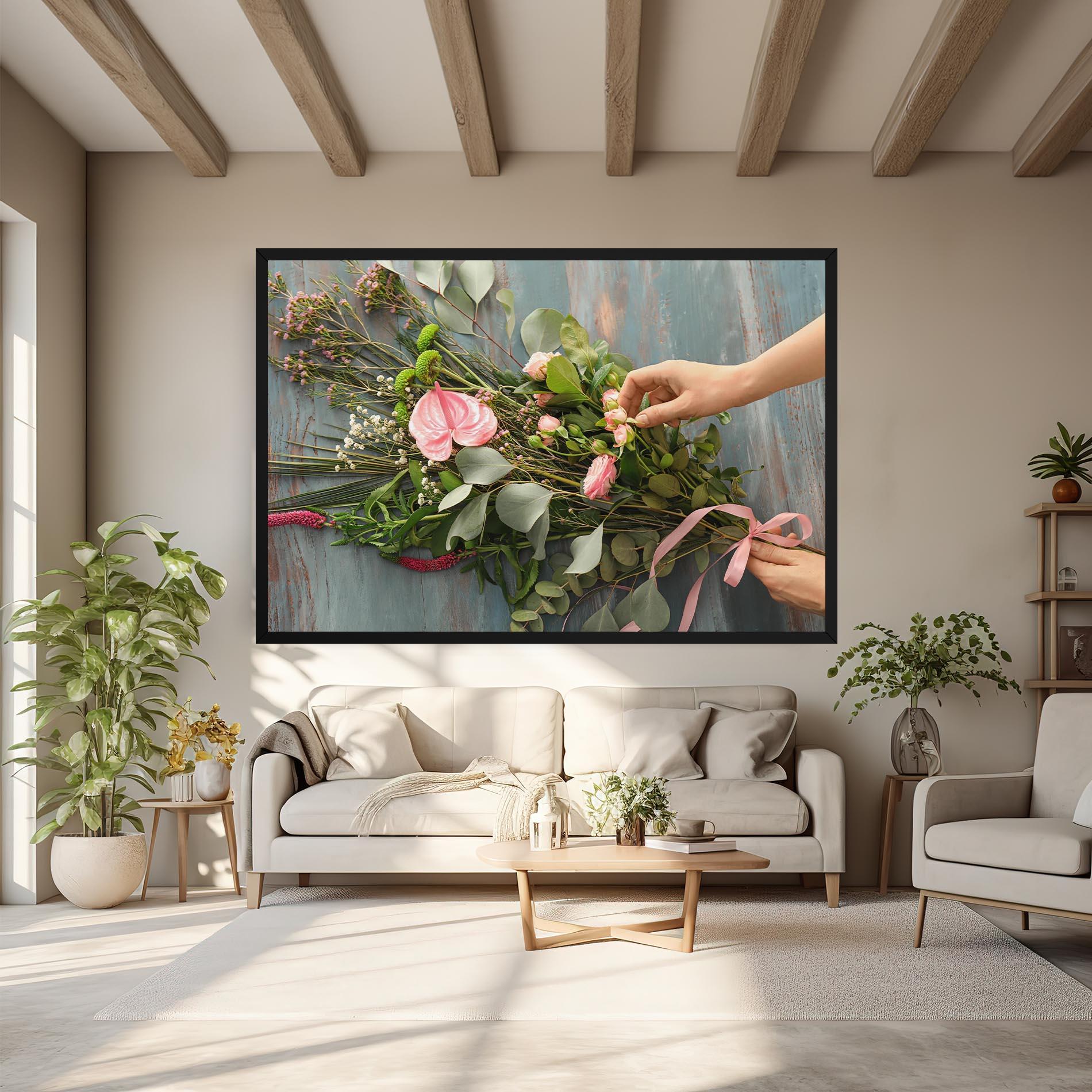 Obraz na Płótnie Preparing Bouquet mockup 6