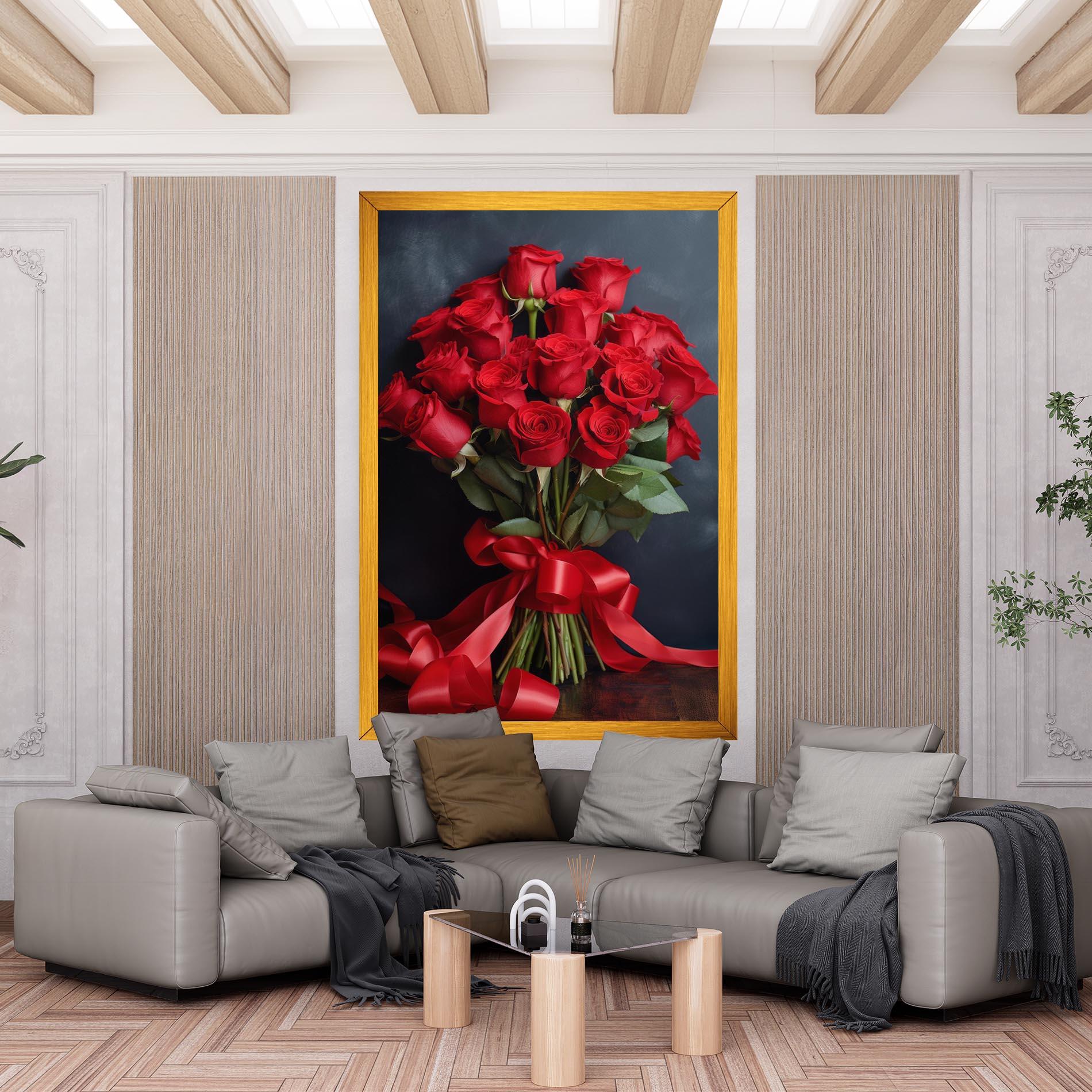 Obraz na Płótnie Beautiful Red Roses Bouquet mockup 6