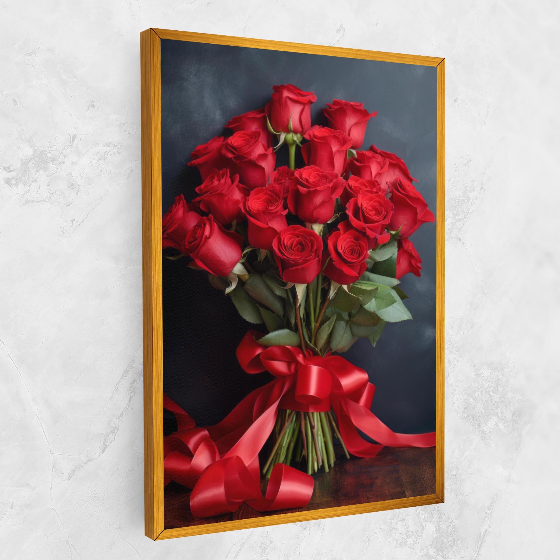 Obraz na Płótnie Beautiful Red Roses Bouquet mockup 1