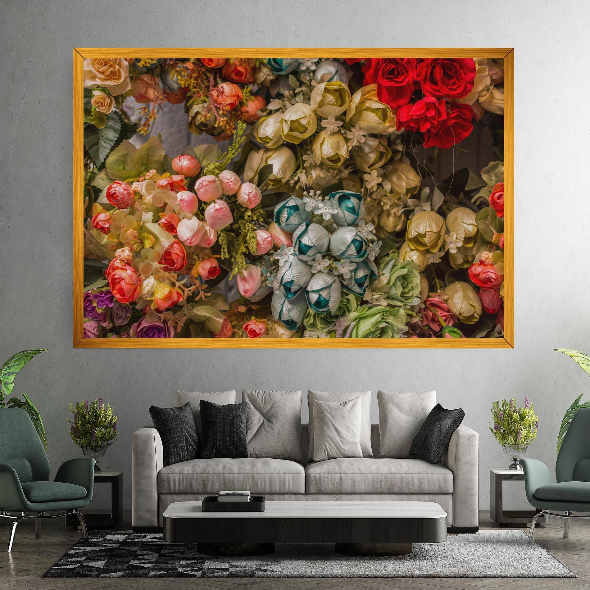 Obraz na Płótnie Fake Flowers Wall mockup 7