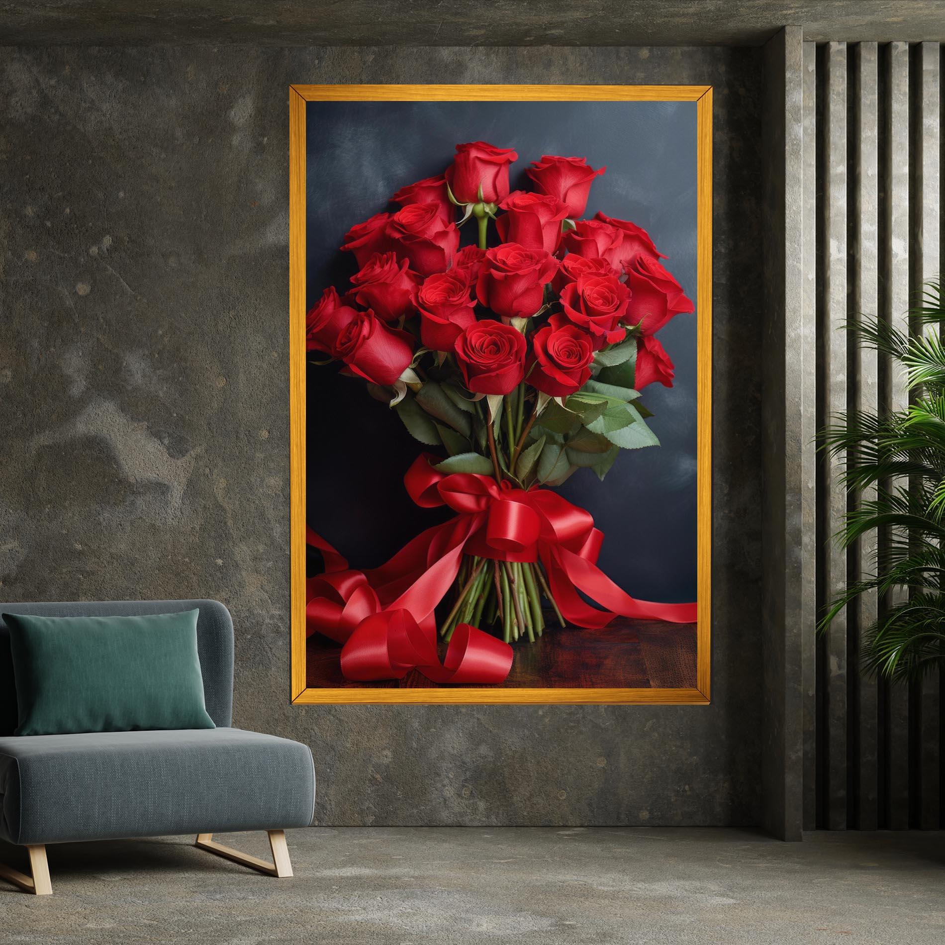 Obraz na Płótnie Beautiful Red Roses Bouquet mockup 7