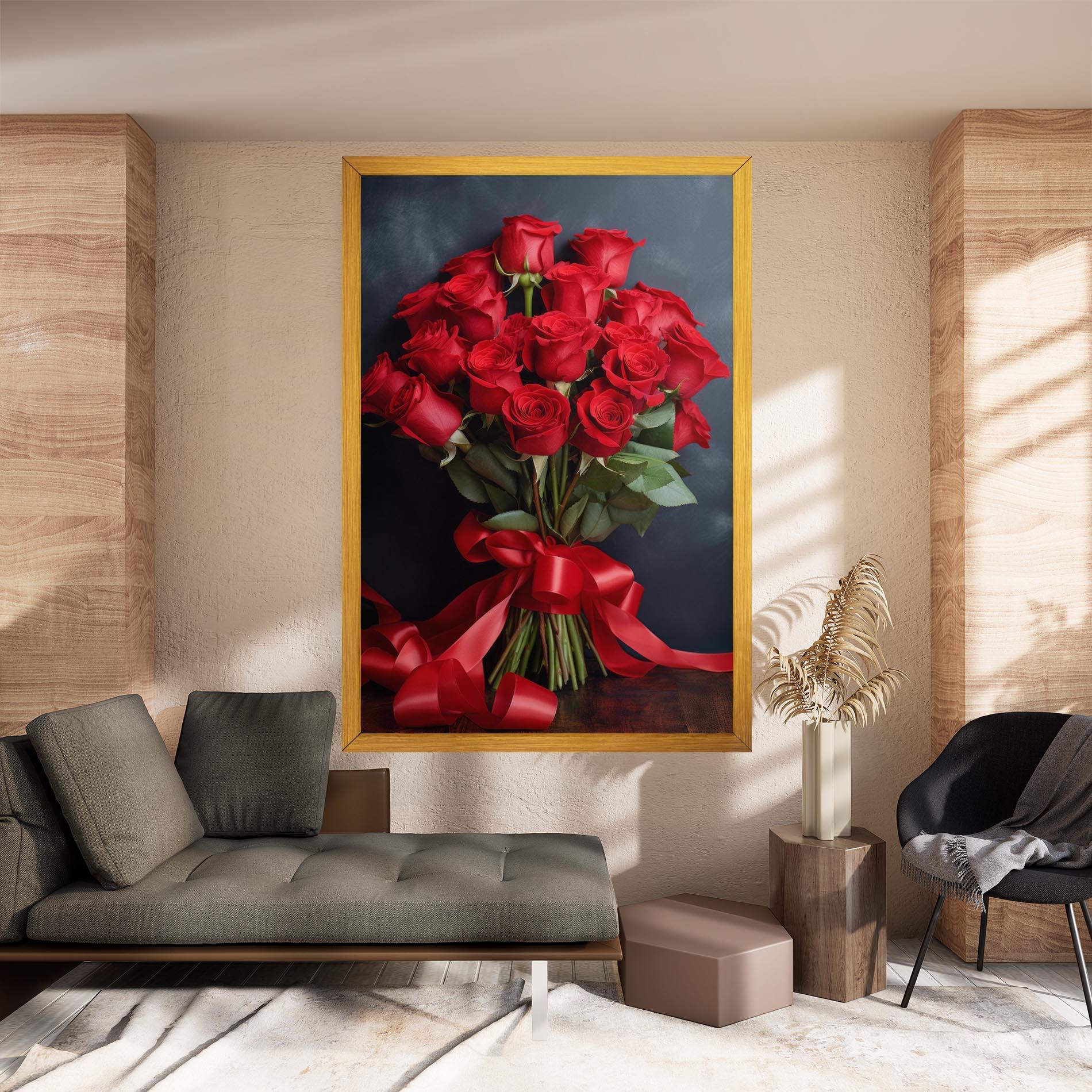 Obraz na Płótnie Beautiful Red Roses Bouquet mockup 8