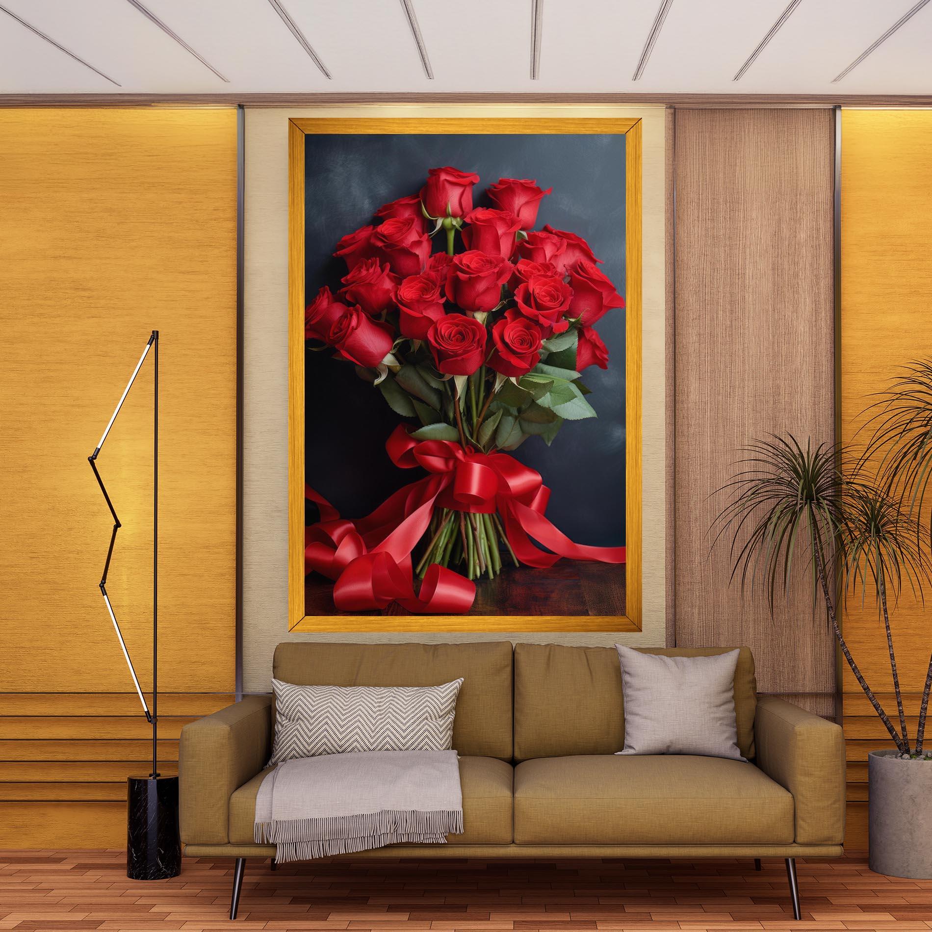 Obraz na Płótnie Beautiful Red Roses Bouquet mockup 9