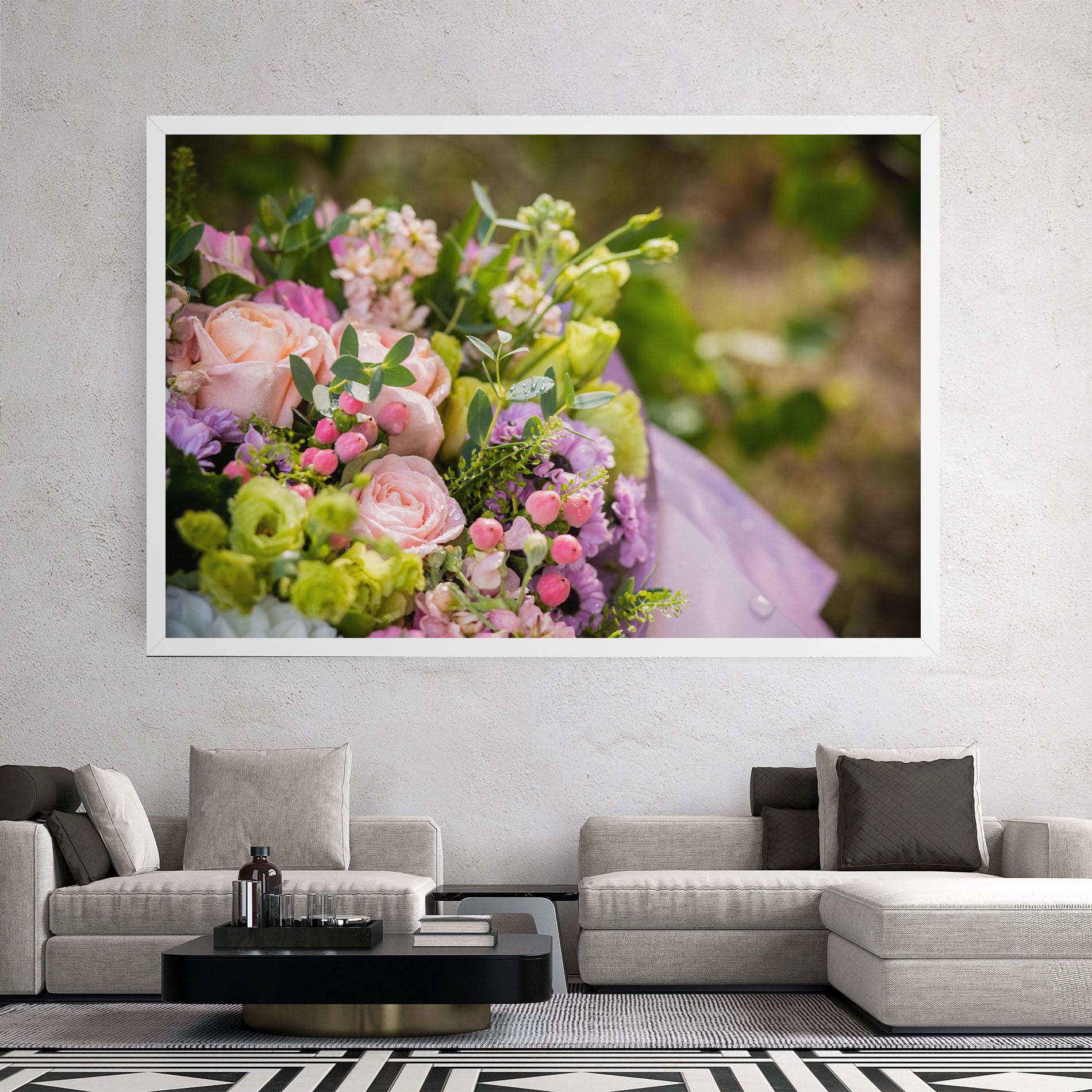 Obraz na Płótnie Green Pink Bouquet mockup 2