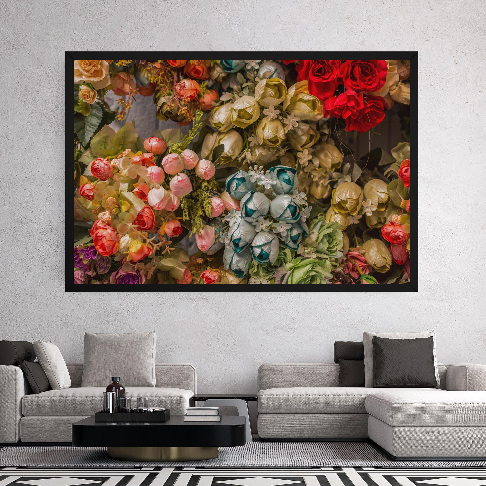 Obraz na Płótnie Fake Flowers Wall mockup 2