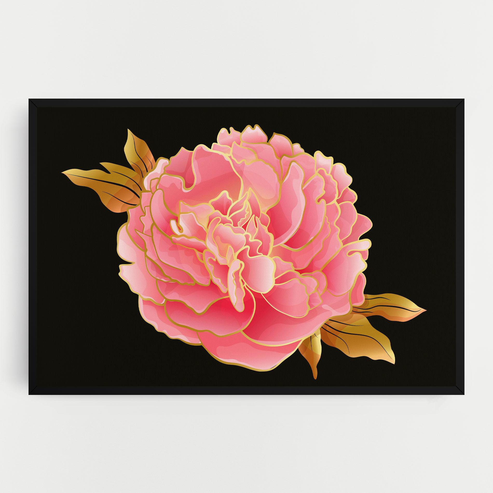 Obraz na Płótnie Gold Pinkk Peony mockup 0