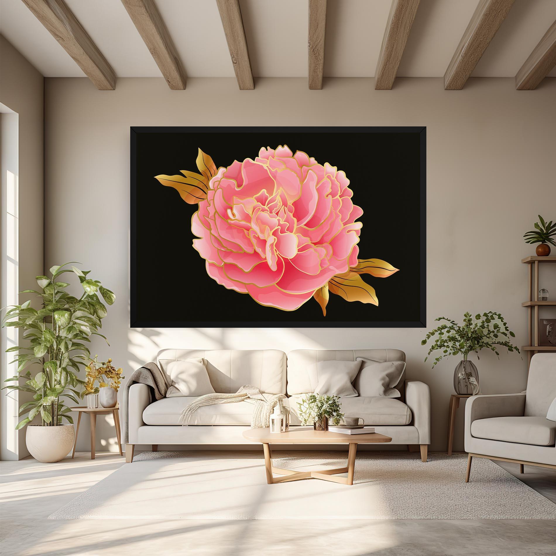 Obraz na Płótnie Gold Pinkk Peony mockup 6