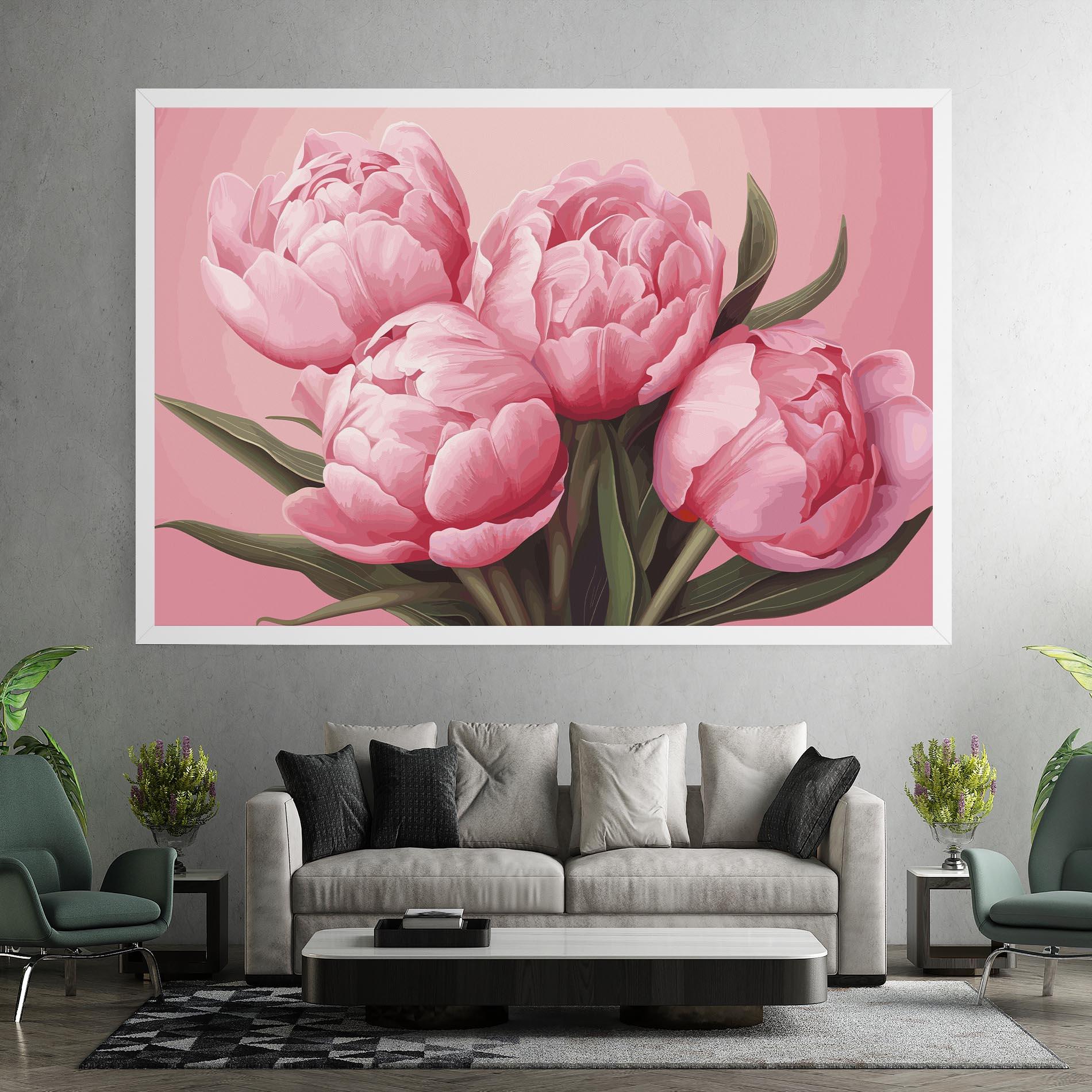 Obraz na Płótnie Peony On Pink mockup 7
