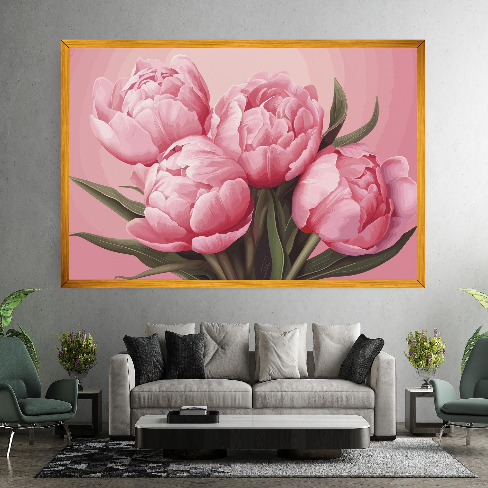 Obraz na Płótnie Peony On Pink mockup 7