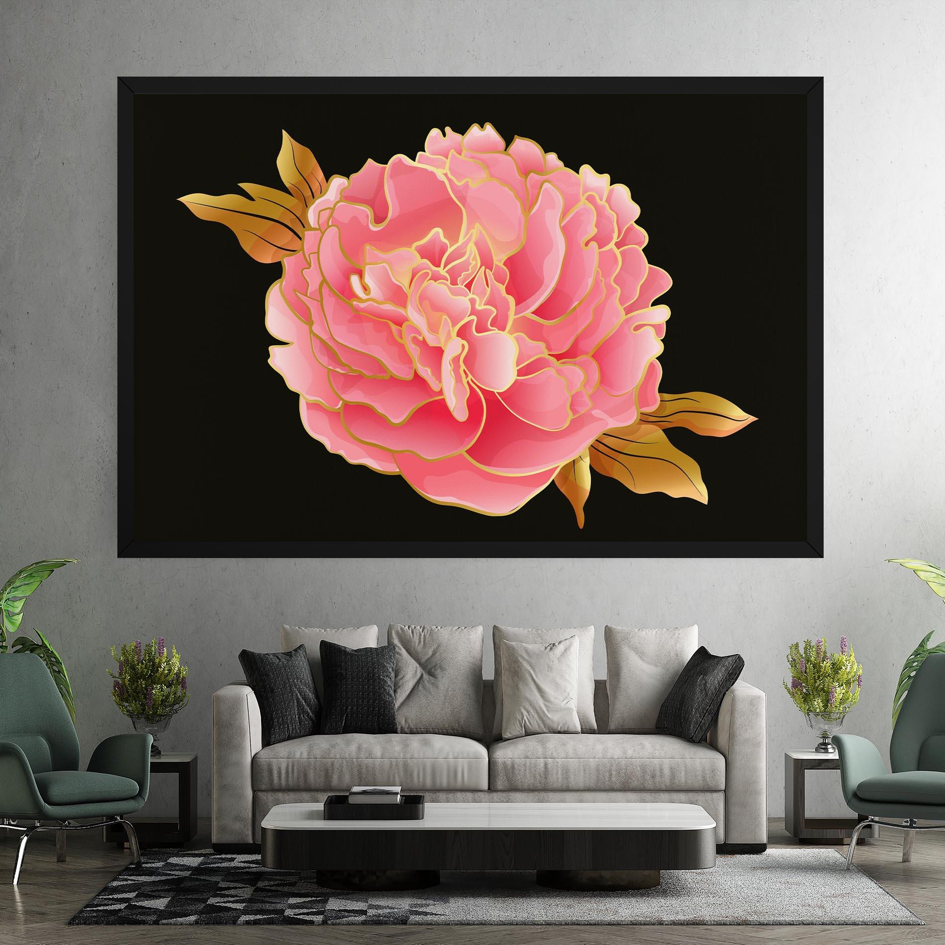 Obraz na Płótnie Gold Pinkk Peony mockup 7
