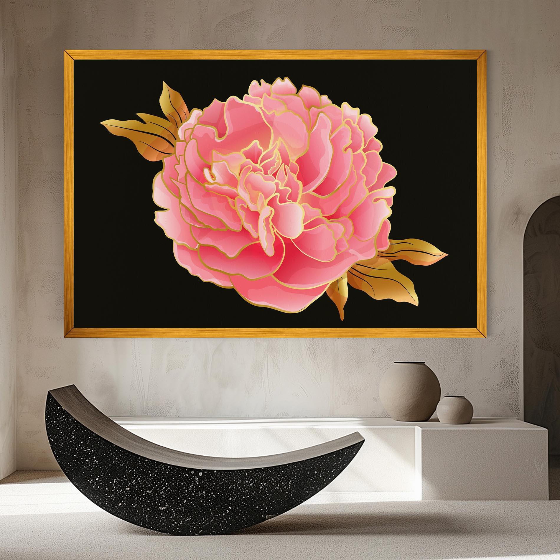 Obraz na Płótnie Gold Pinkk Peony mockup 8