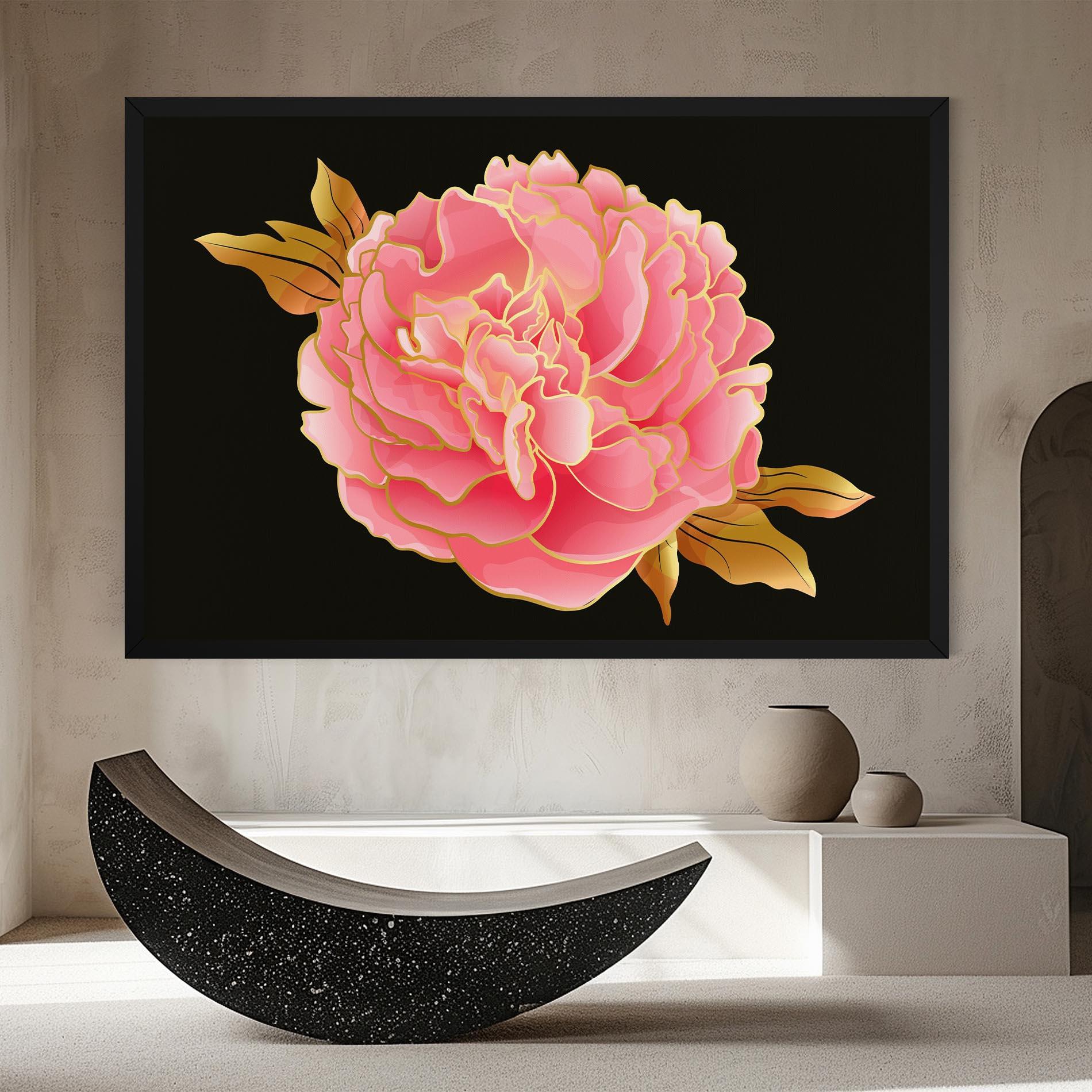 Obraz na Płótnie Gold Pinkk Peony mockup 8
