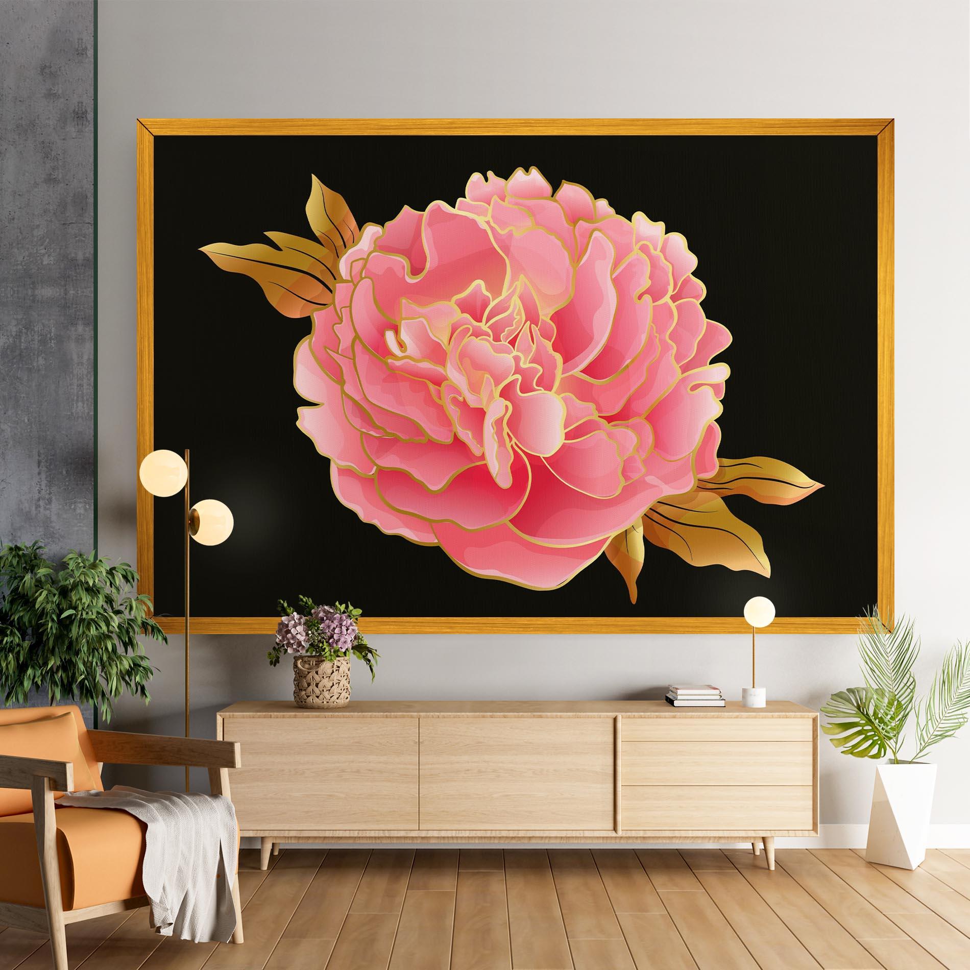 Obraz na Płótnie Gold Pinkk Peony mockup 9