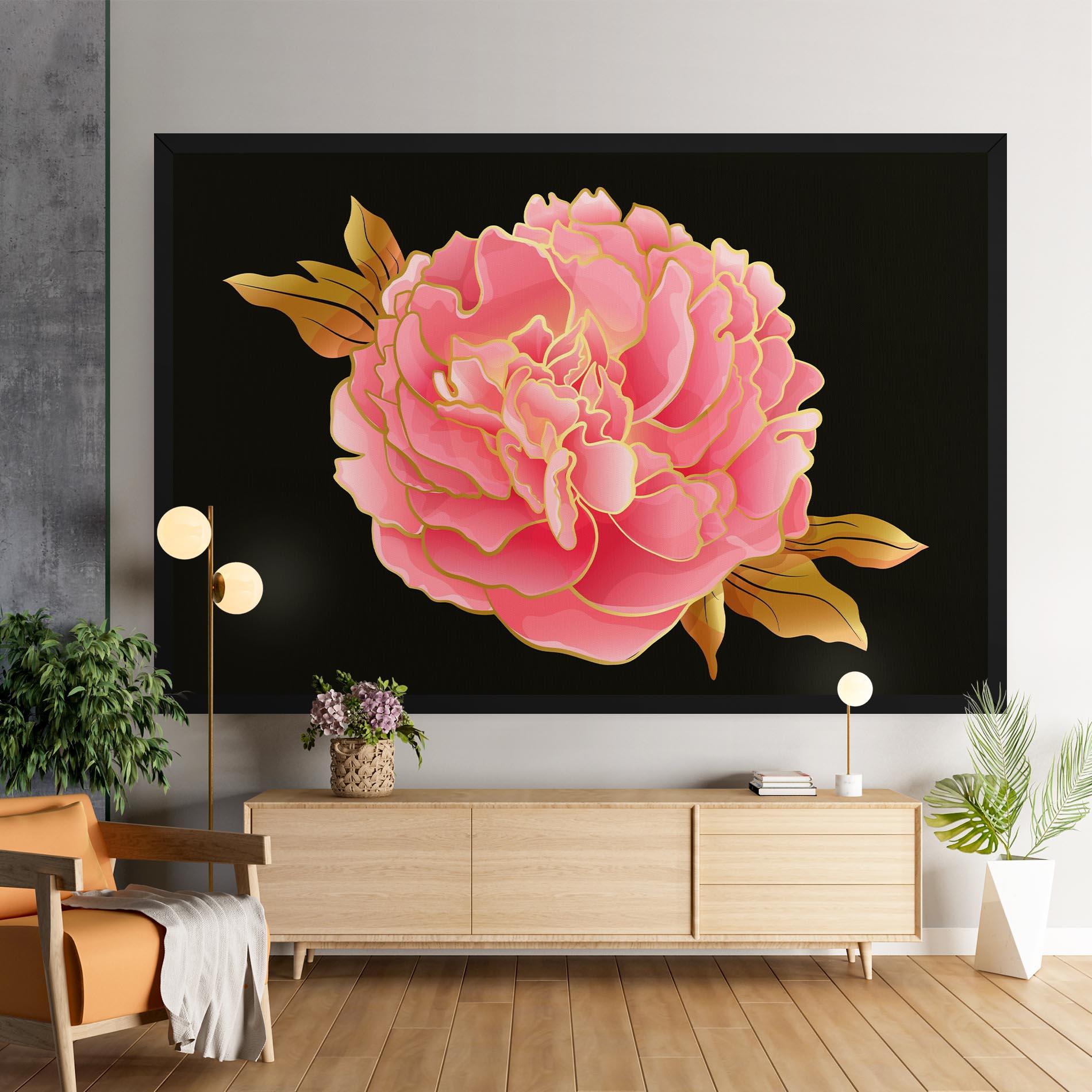 Obraz na Płótnie Gold Pinkk Peony mockup 9
