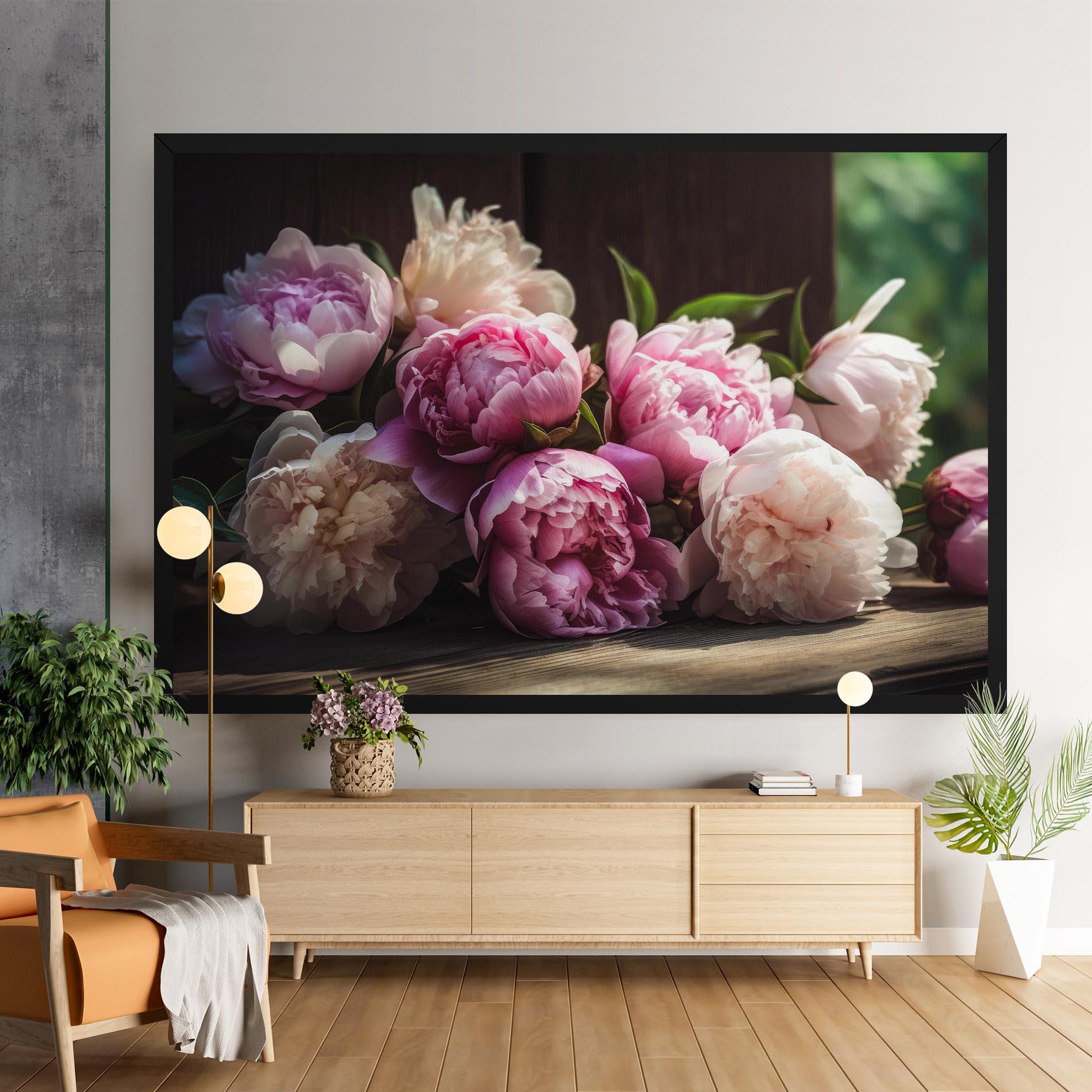 Obraz na Płótnie Peonies On The Table mockup 9
