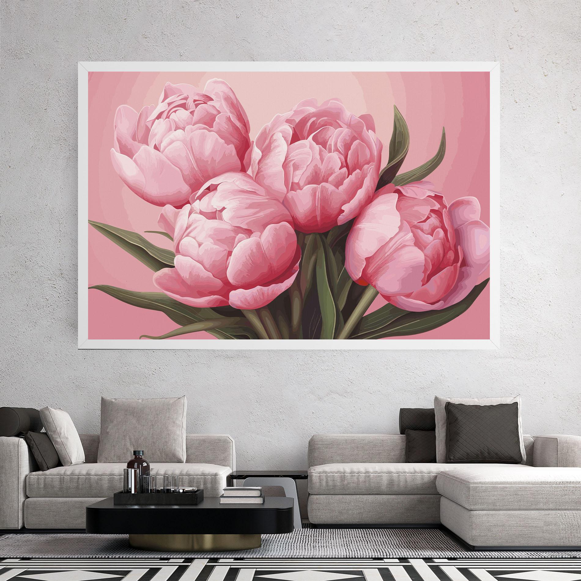 Obraz na Płótnie Peony On Pink mockup 2