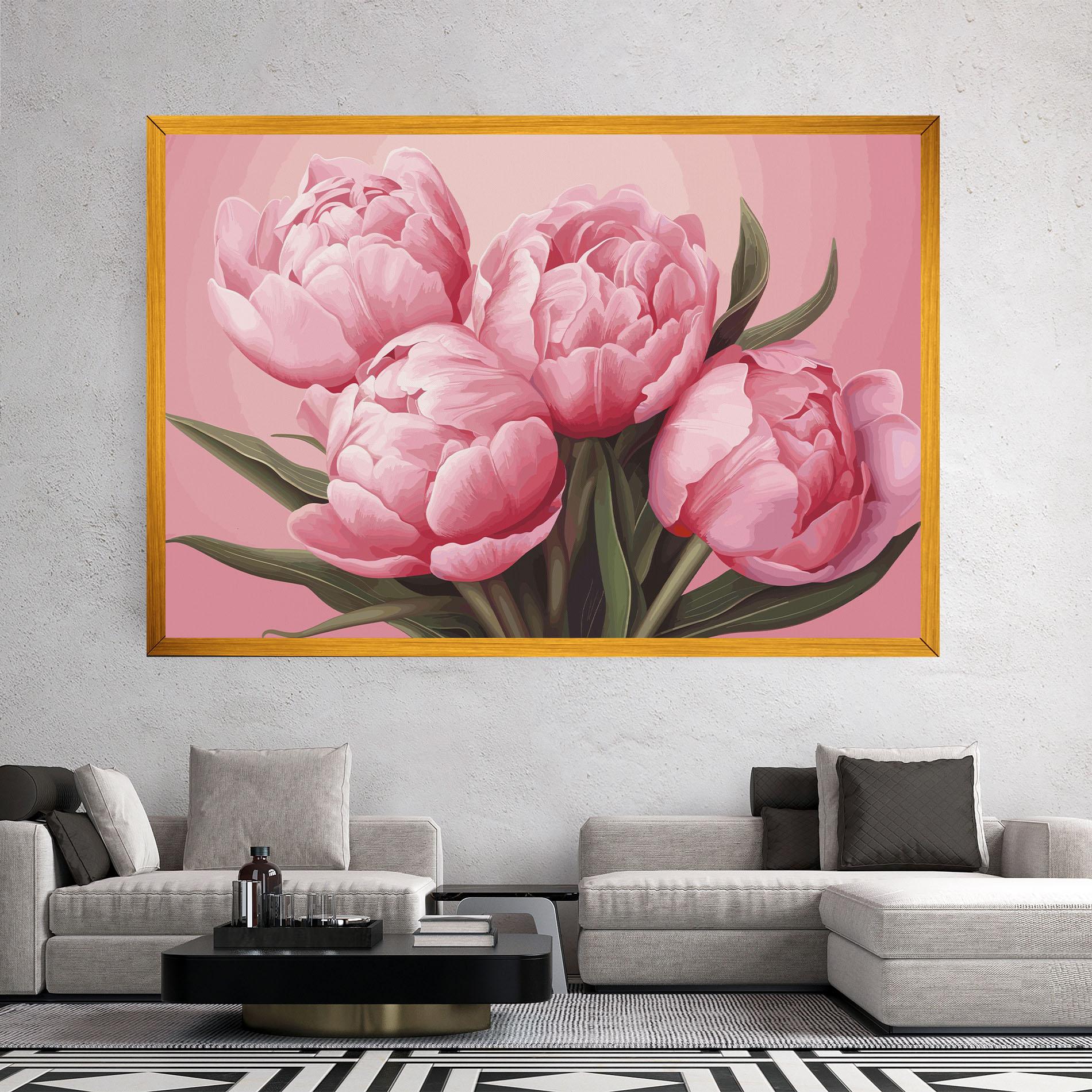 Obraz na Płótnie Peony On Pink mockup 2