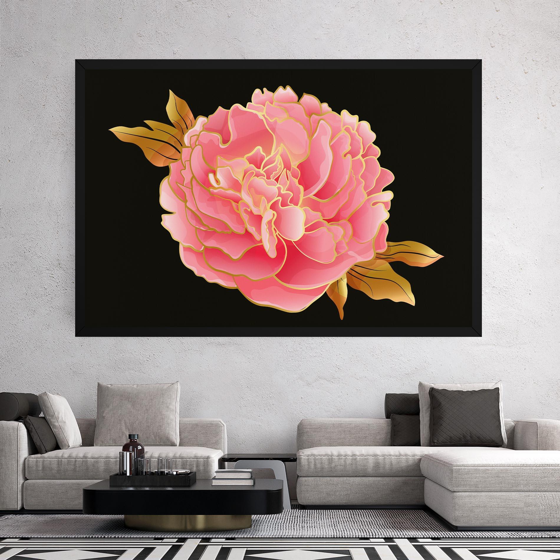 Obraz na Płótnie Gold Pinkk Peony mockup 2