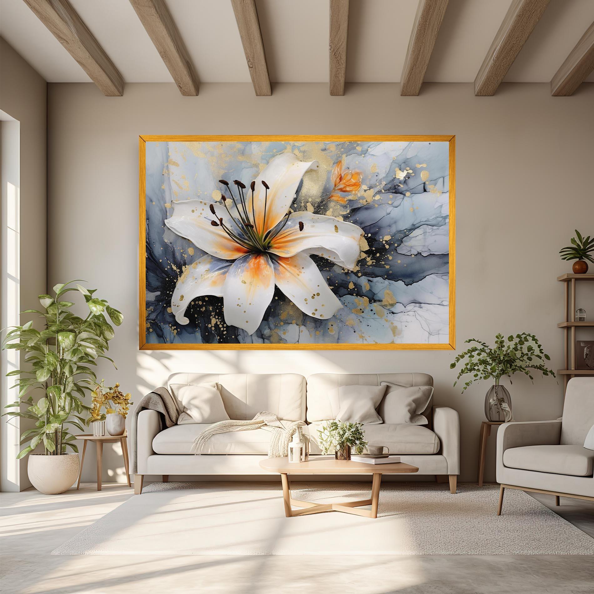 Obraz na Płótnie Lily With Orange Painting mockup 6