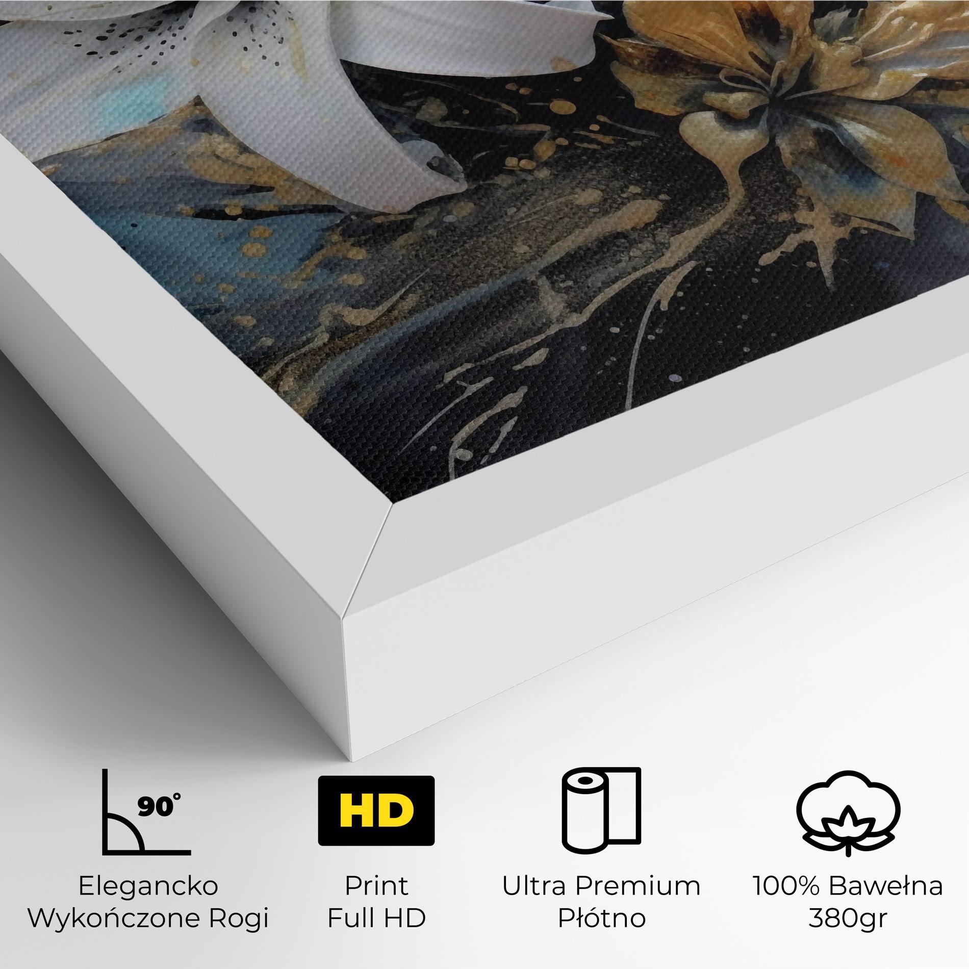 Obraz na Płótnie Lily On Blue Painting mockup 4