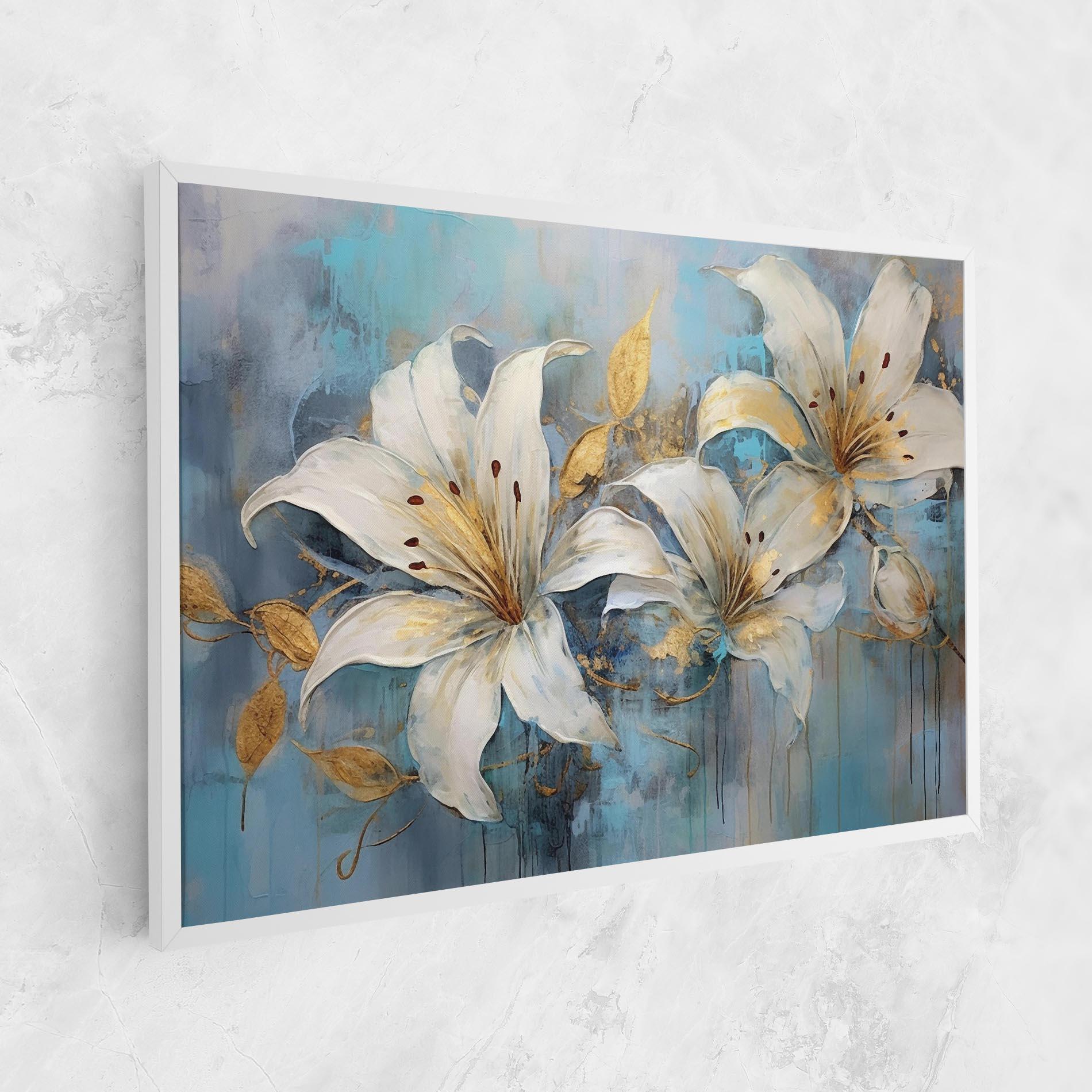 Obraz na Płótnie Lily With Gold Painting mockup 1