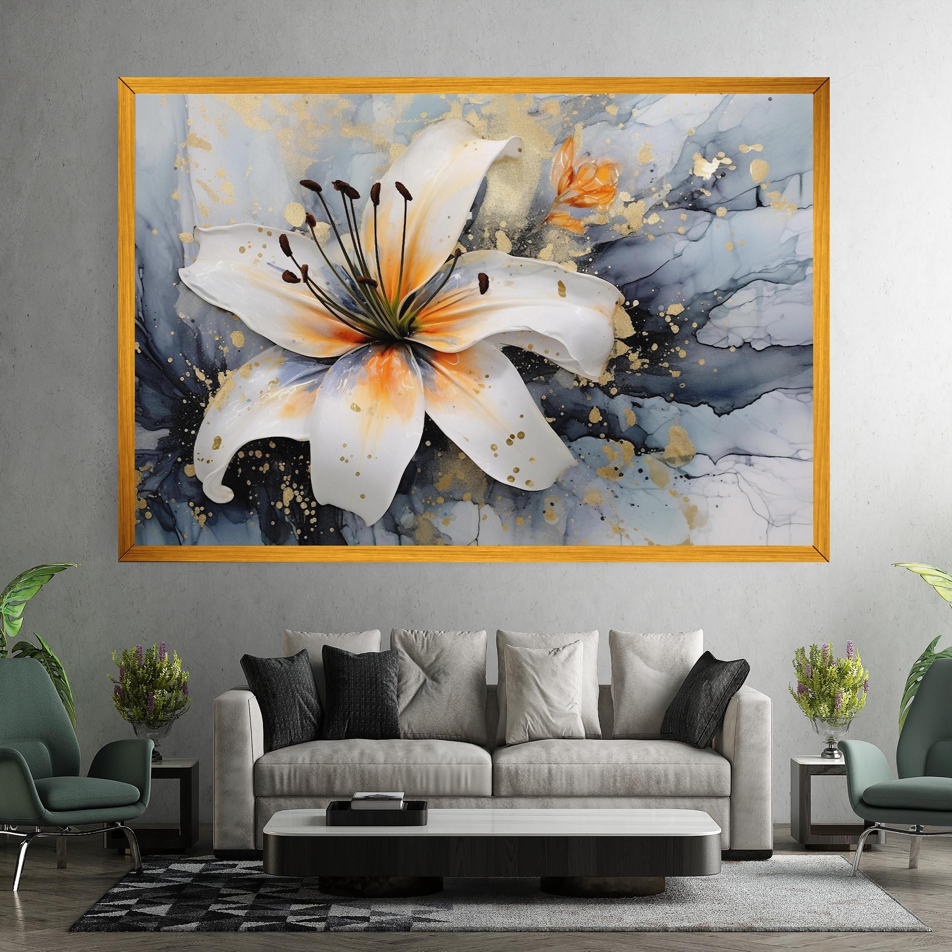 Obraz na Płótnie Lily With Orange Painting mockup 7