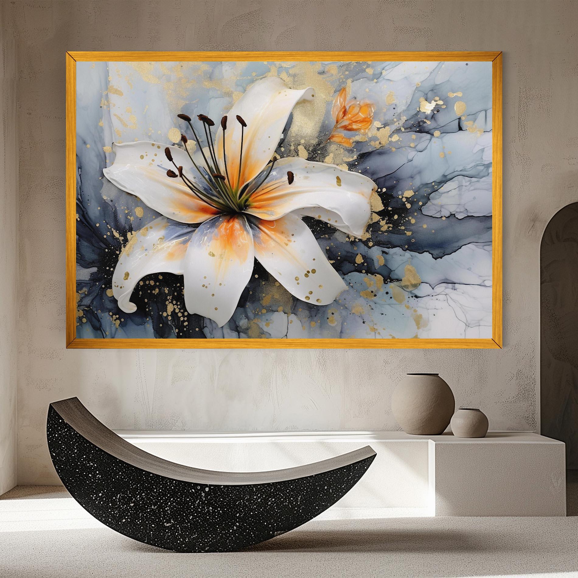Obraz na Płótnie Lily With Orange Painting mockup 8