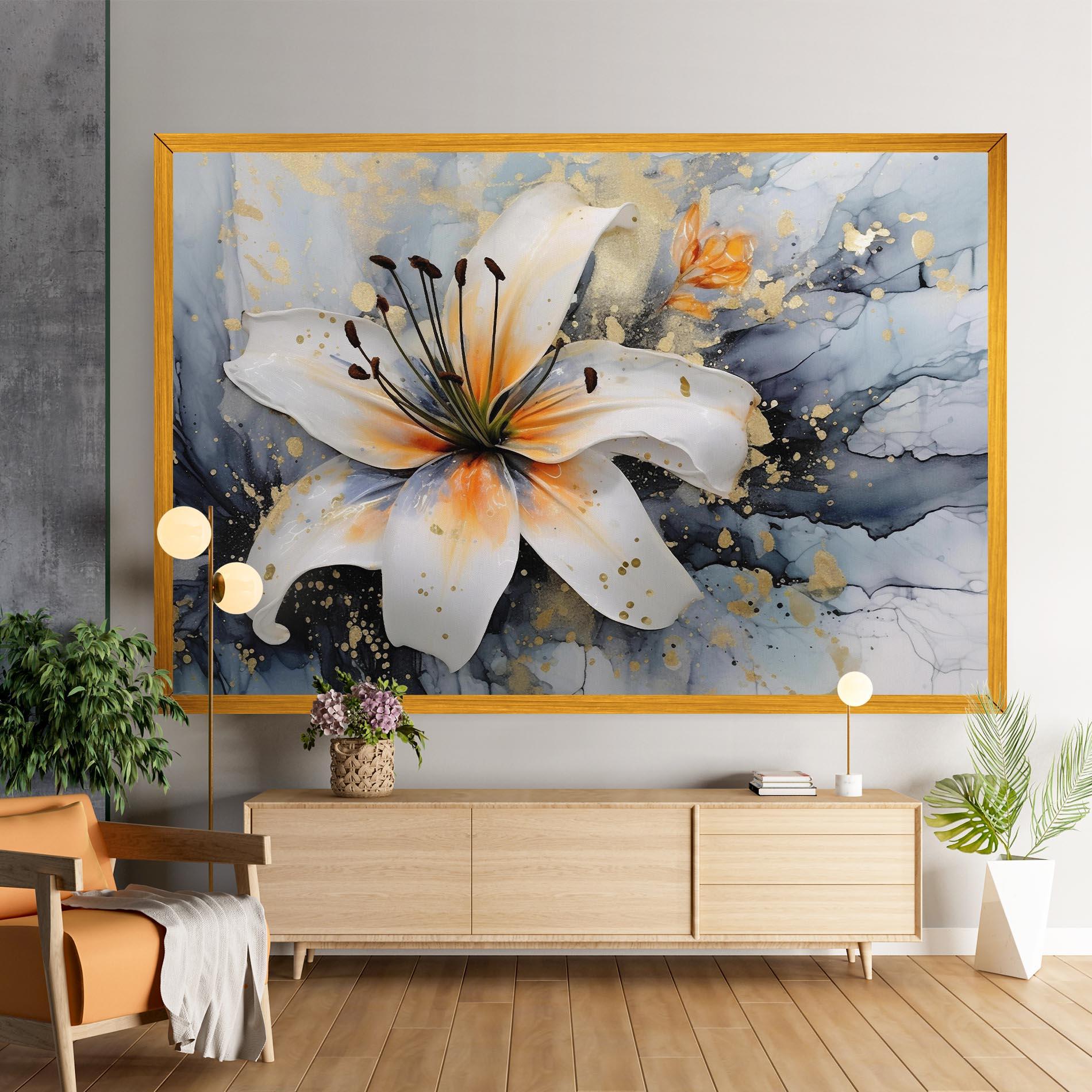 Obraz na Płótnie Lily With Orange Painting mockup 9